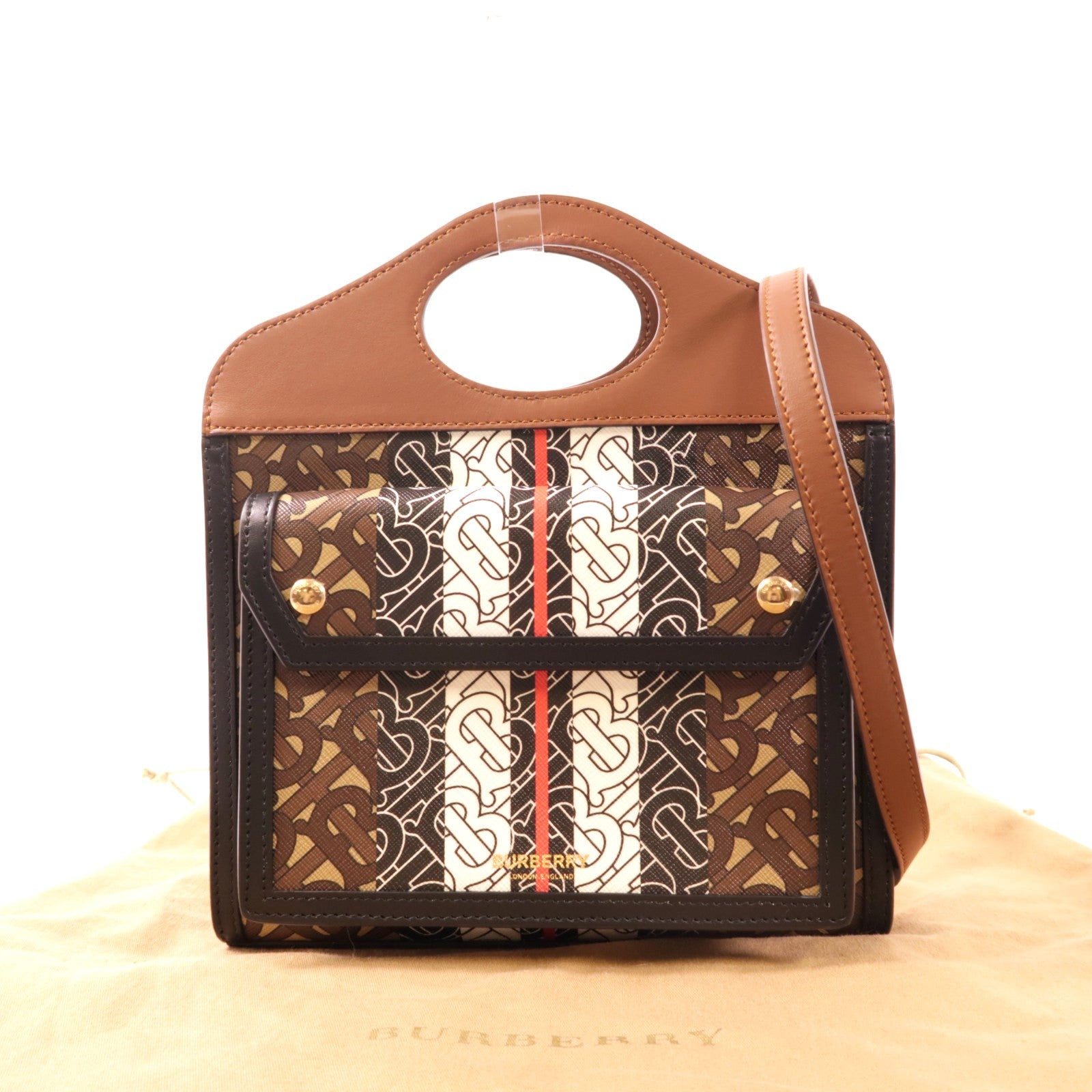 BURBERRY 塗層帆布Shoulder Bag金扣手挽肩背兩用袋