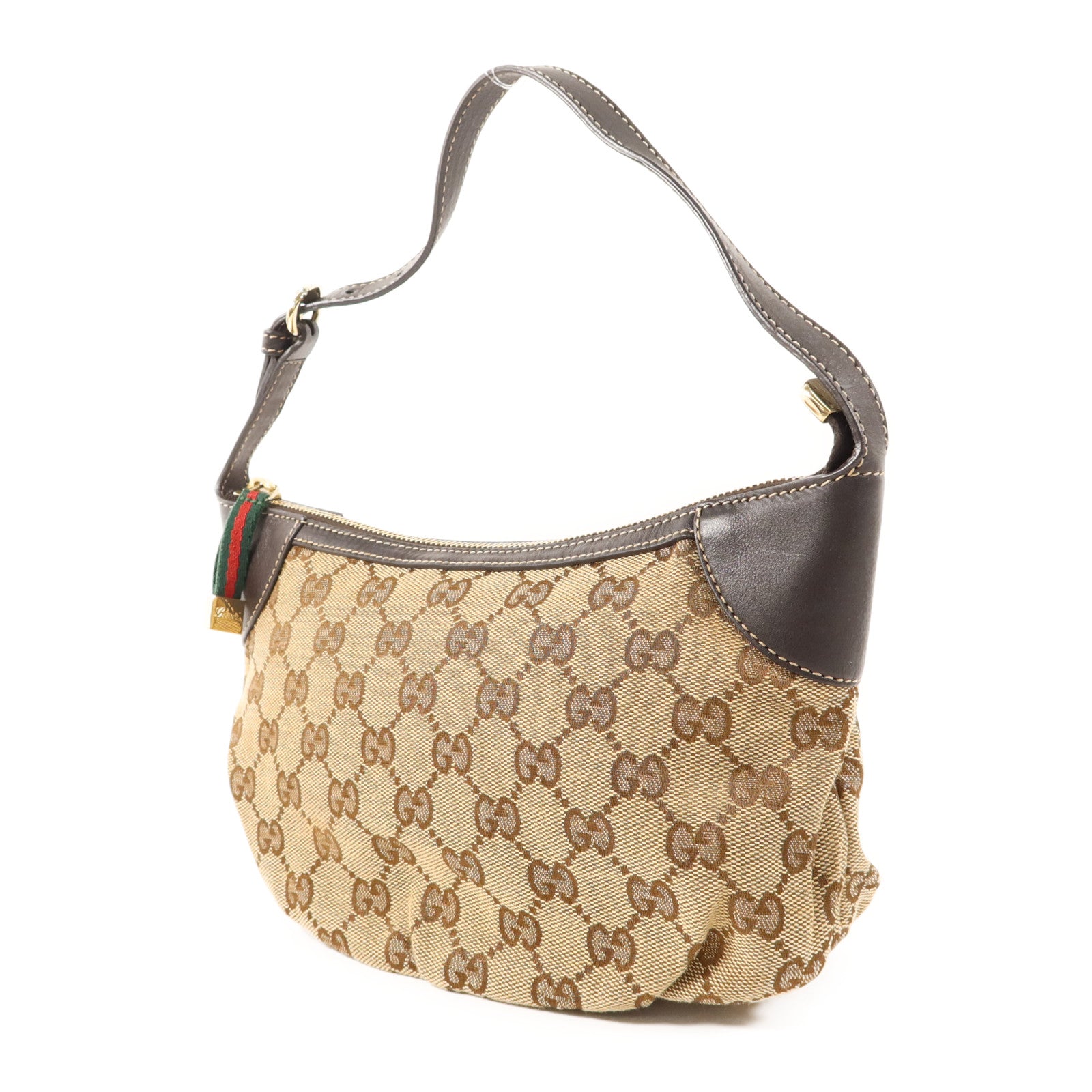 GUCCI 帆布Accessory Pouch Sherry Line Vintage金扣手挽袋