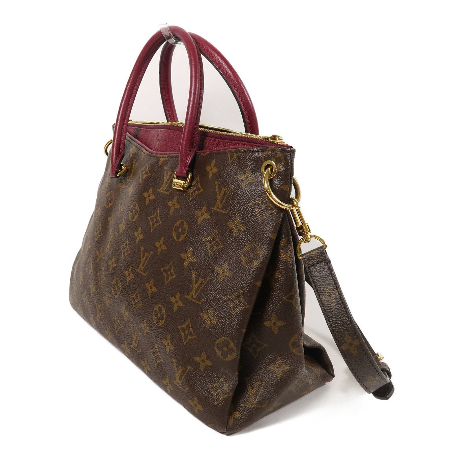 LOUIS VUITTON Monogram Pallas金扣手挽肩背兩用袋棕色/紫色