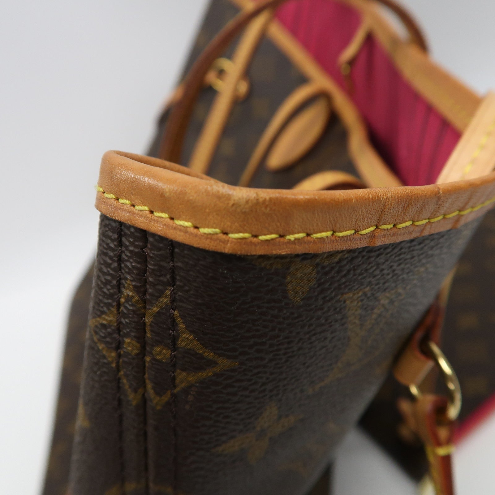 LOUIS VUITTON Monogram Neverfull MM金扣手挽袋啡色