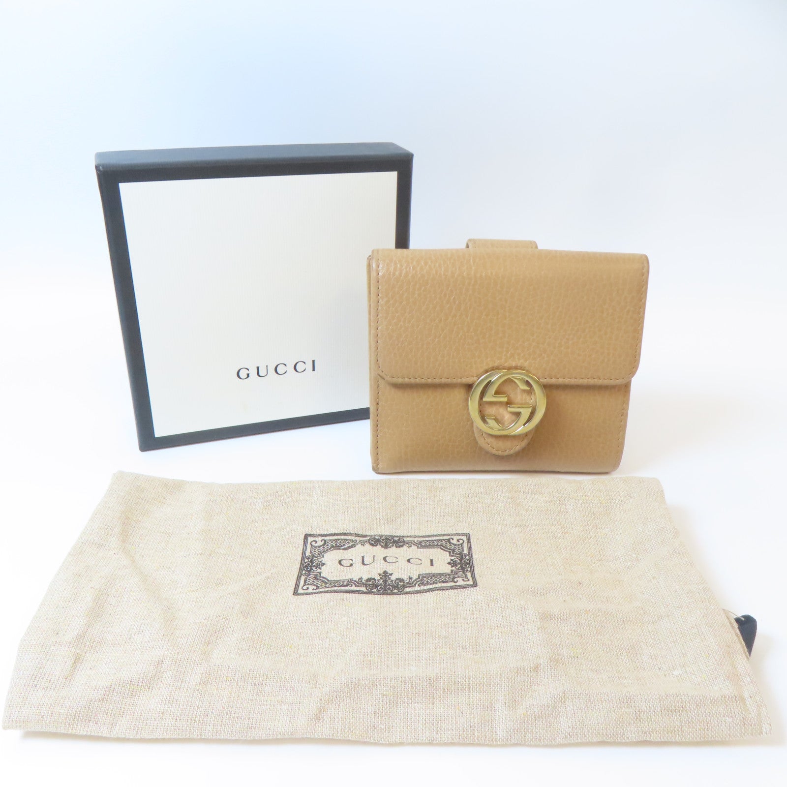 GUCCI 【激減優惠】皮革Wallet金扣錢包啡色