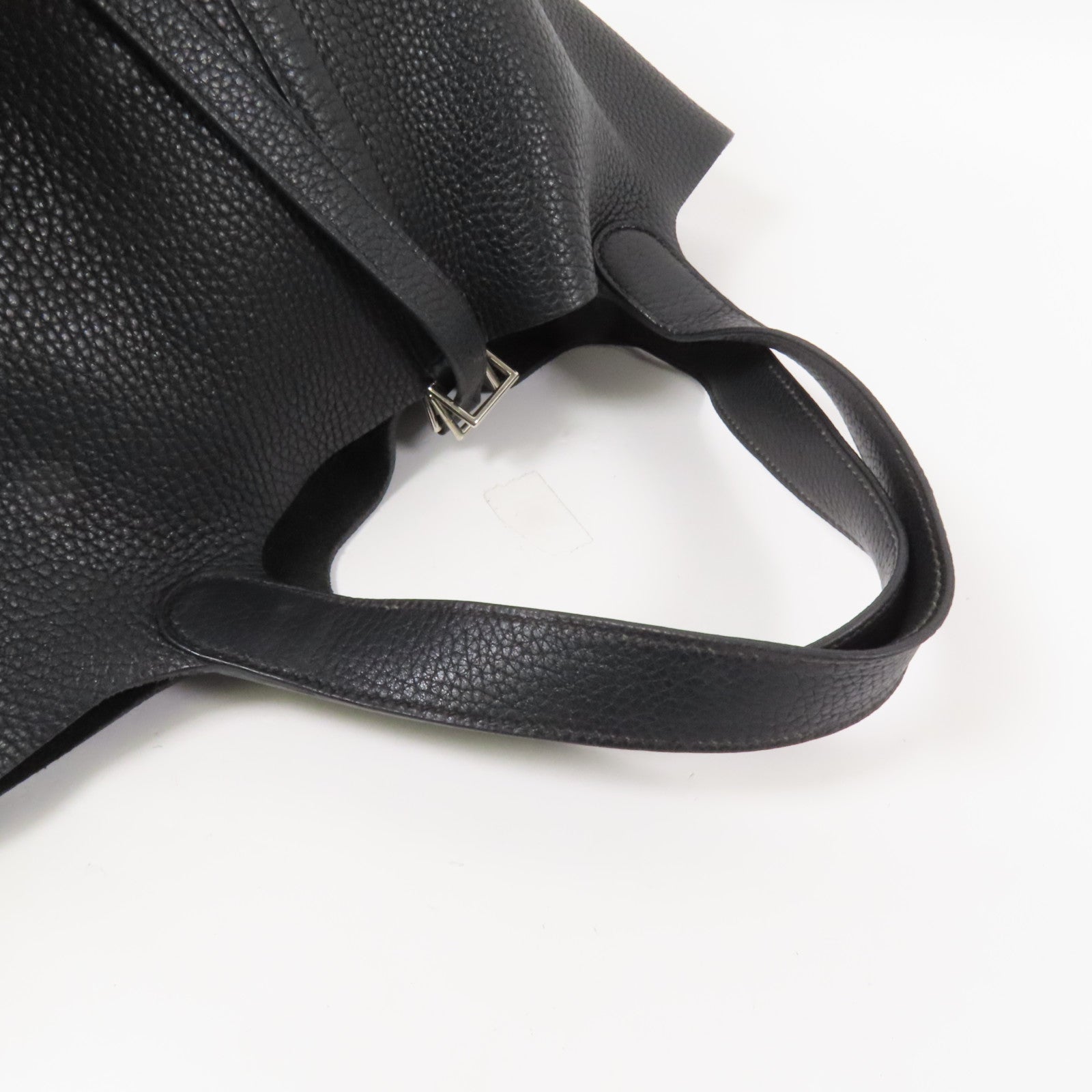 HERMES Clemence皮革Picotin MM銀扣手挽袋Noir