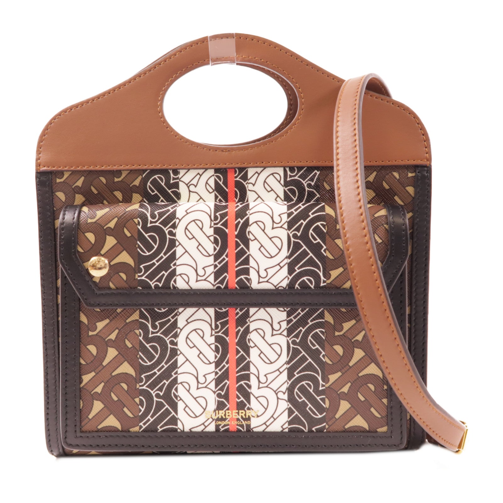 BURBERRY 塗層帆布Shoulder Bag金扣手挽肩背兩用袋