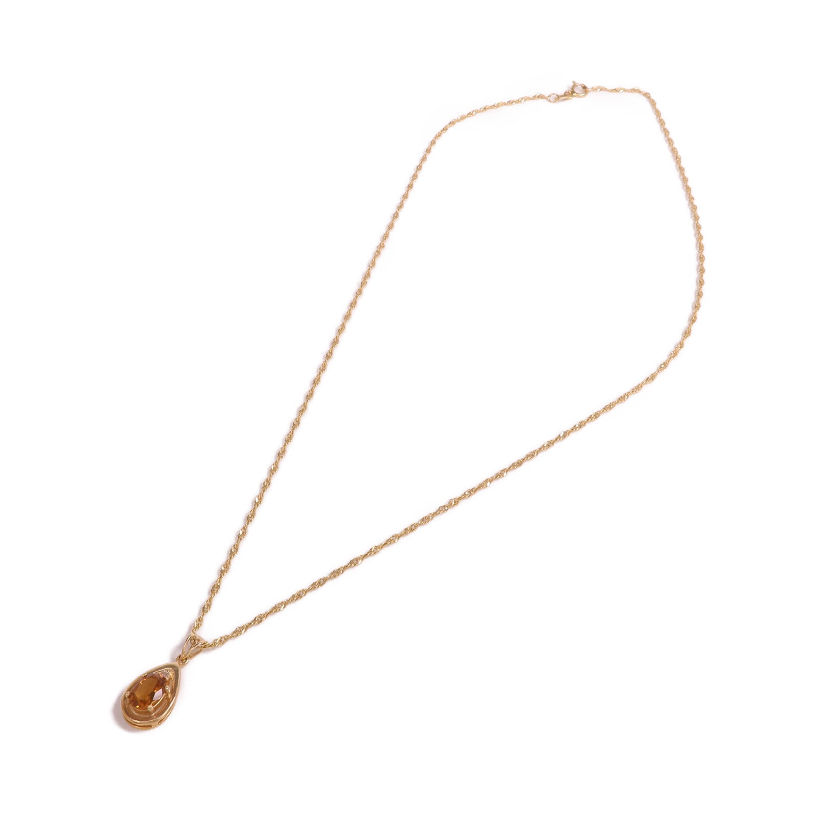 JEWELRY 14K黃金Citrine Diamond Necklace黄水晶/鑽石項鍊