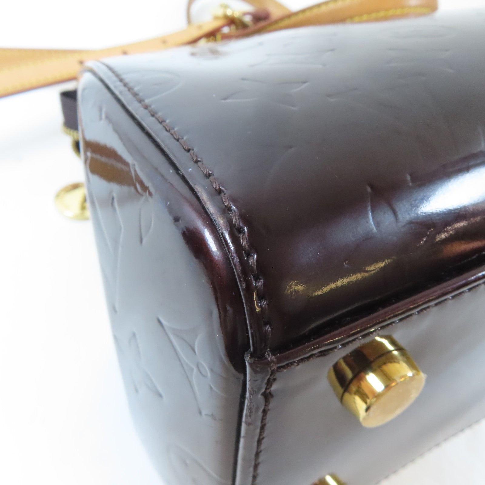 LOUIS VUITTON 【激減優惠】Monogram Vernis Brea MM金扣手挽肩背兩用袋酒紅色