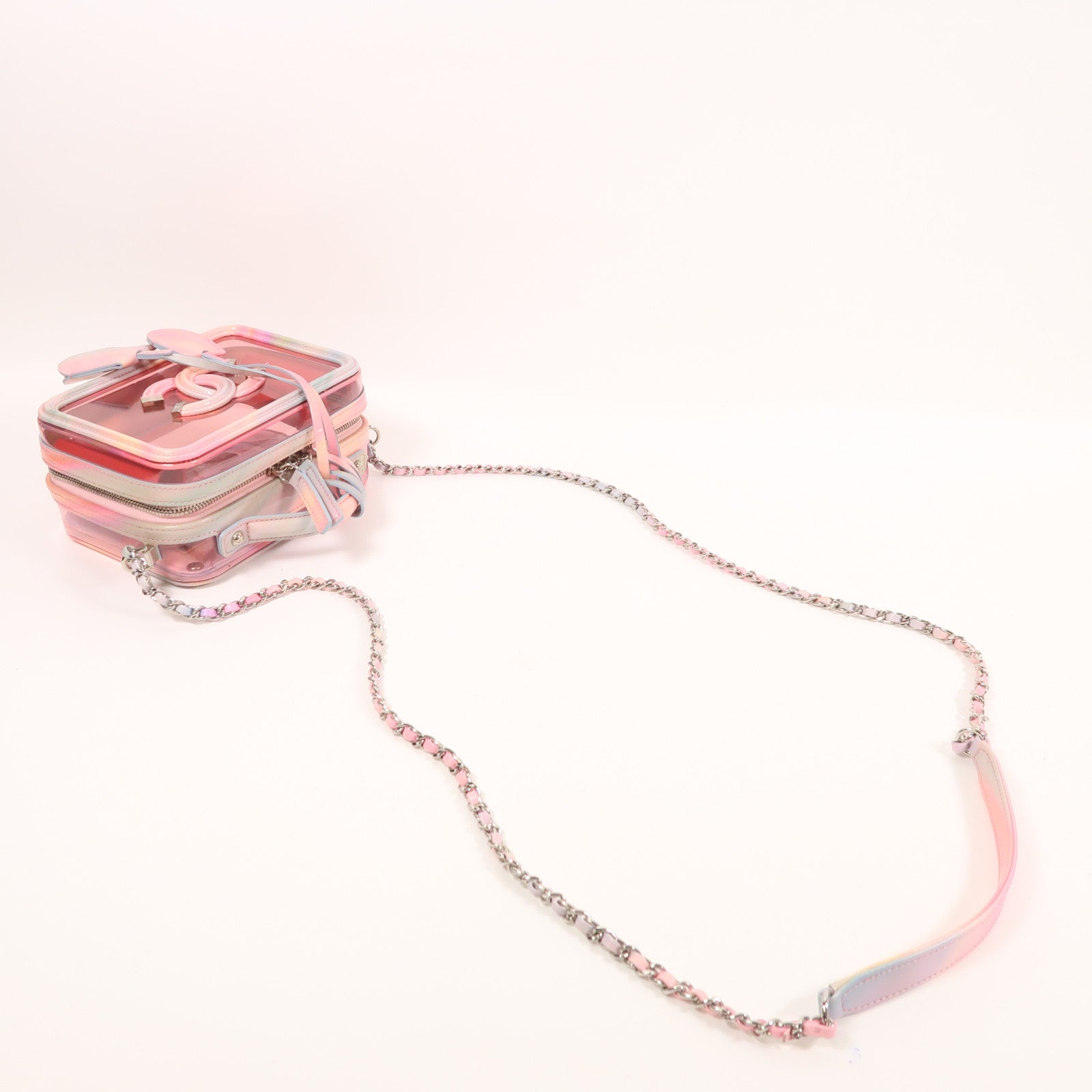 CHANEL PVC Vanity Case銀扣手挽肩背兩用袋