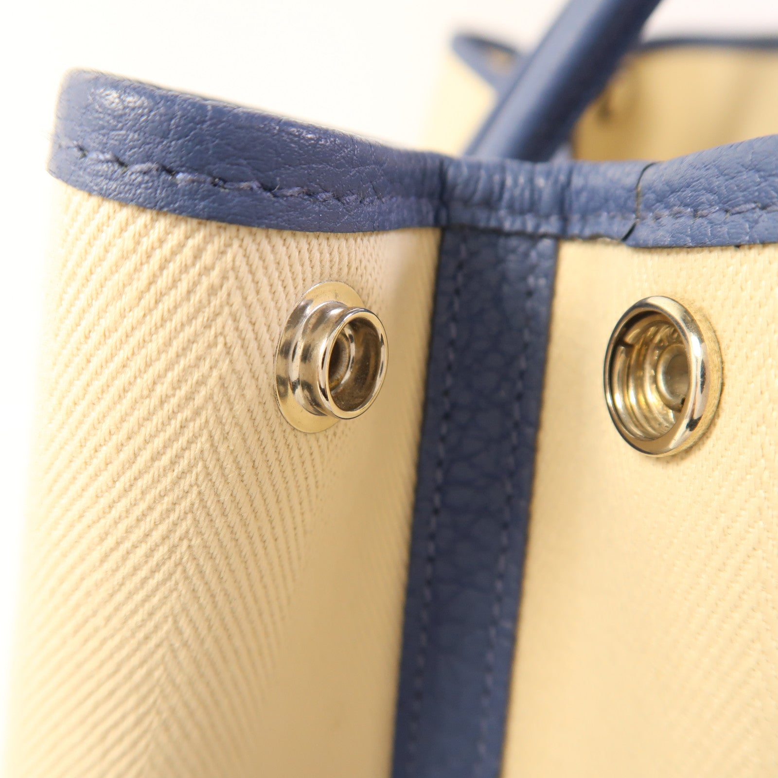 HERMES 帆布Garden Party TPM銀扣手挽袋Bleu Brighton