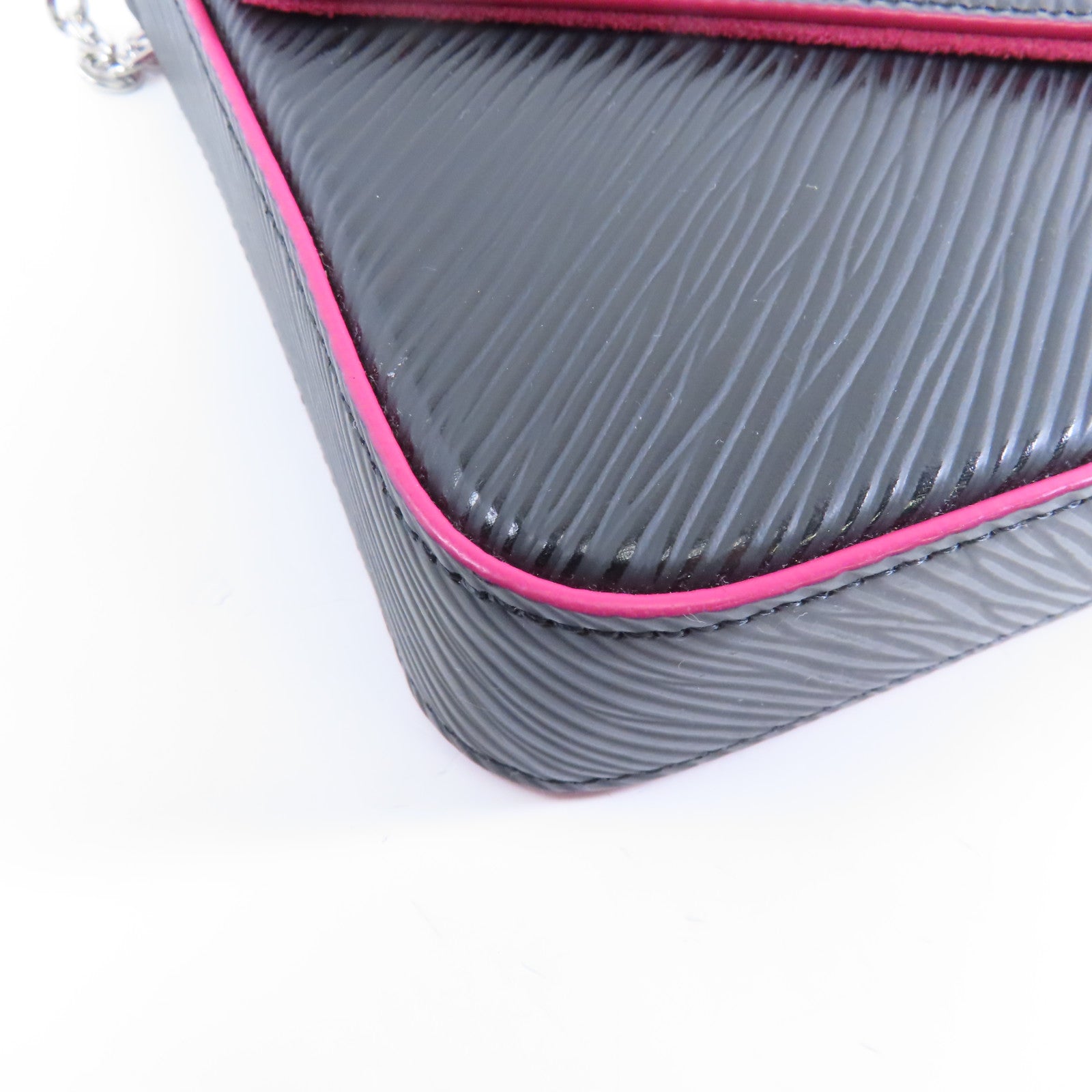 LOUIS VUITTON Epi Pochette Felicie銀扣鏈帶肩背袋黑色/粉紅色