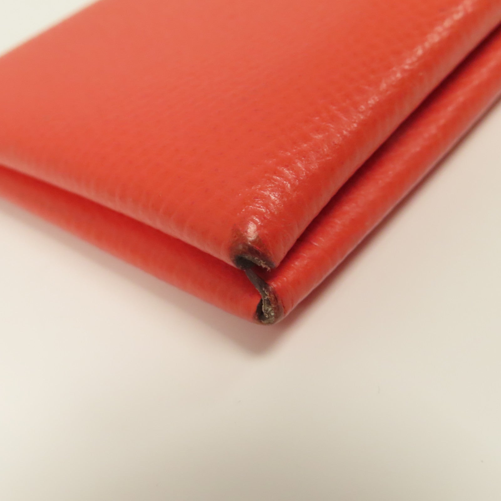 HERMES 【激減優惠】Epsom皮革Calvi Card Holder銀扣卡片套橙色