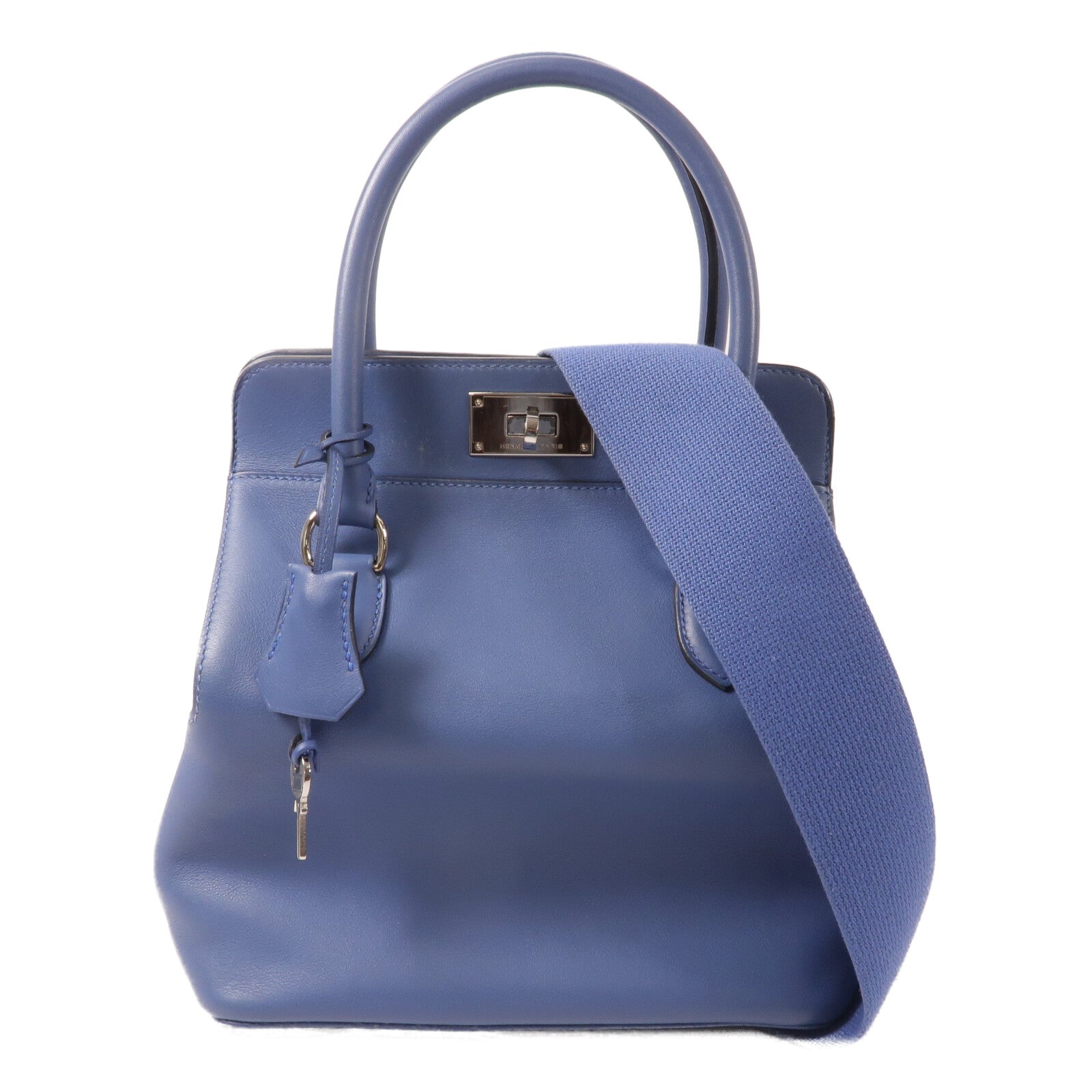 HERMES Swift皮革Toolbox 20手挽肩背兩用袋Bleu Agate