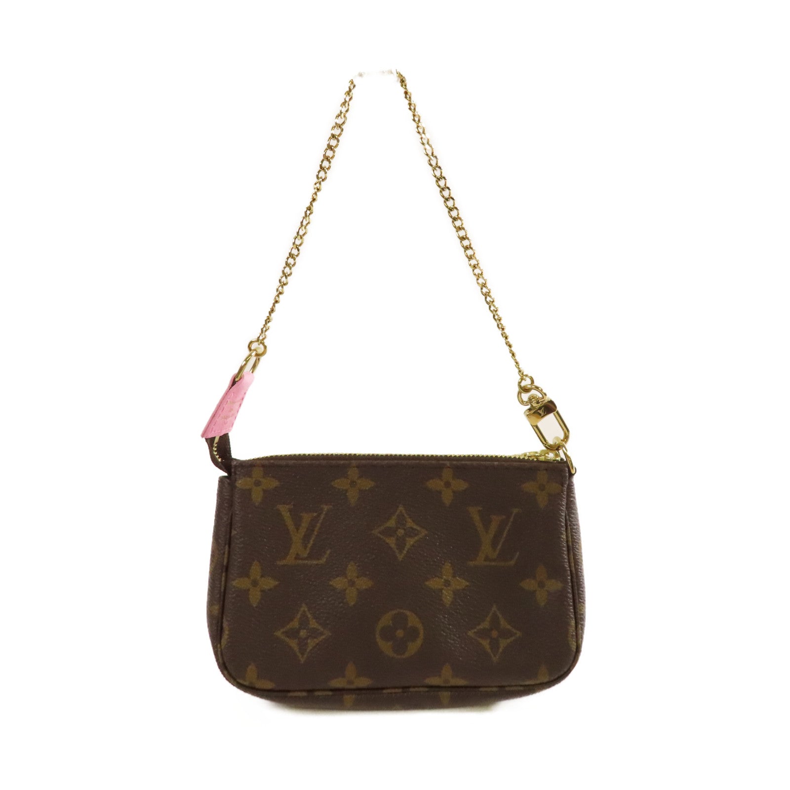 LOUIS VUITTON 【激減優惠】Monogram Mini Pochette Accessoires Pouch金扣鏈帶手挽袋啡色