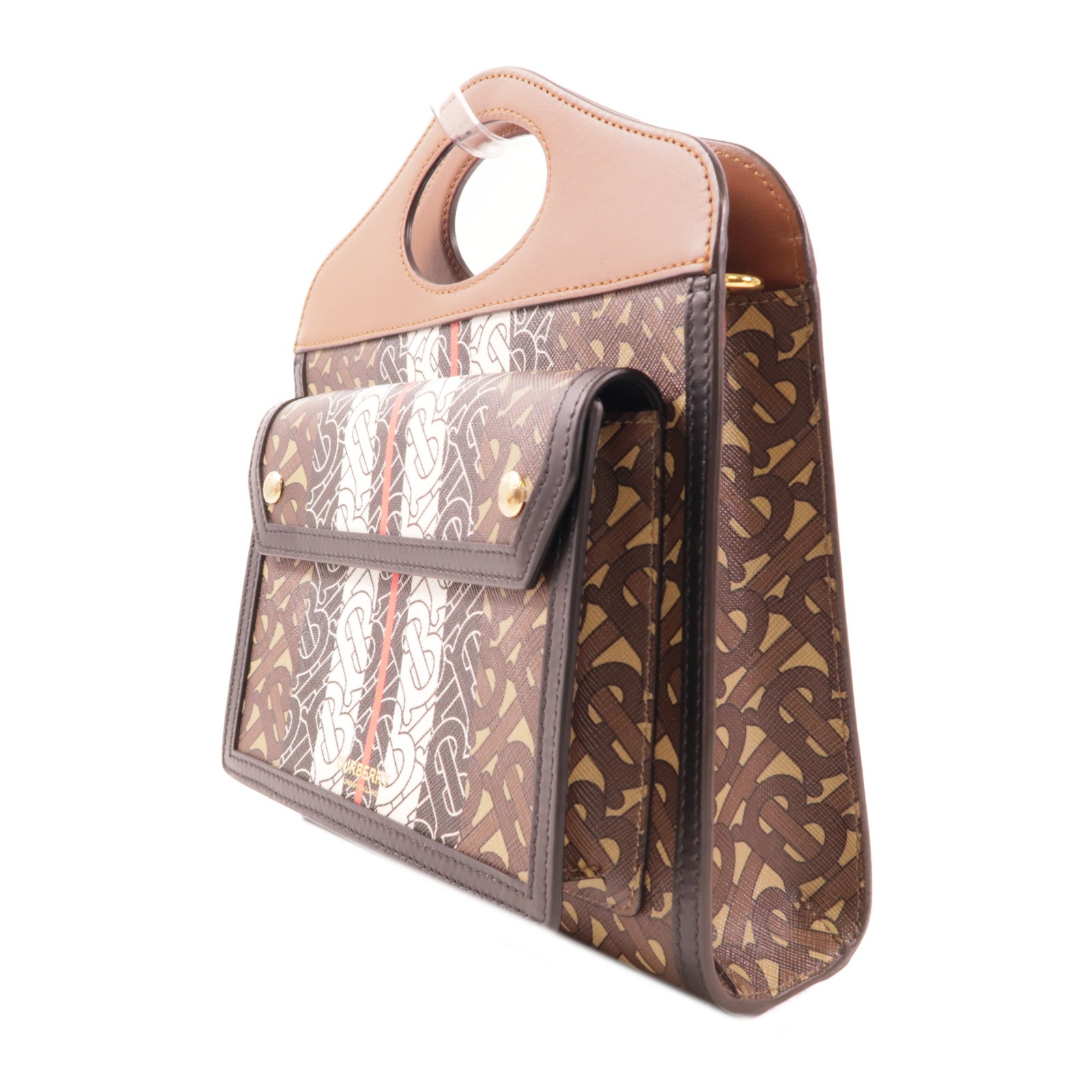 BURBERRY 塗層帆布Shoulder Bag金扣手挽肩背兩用袋