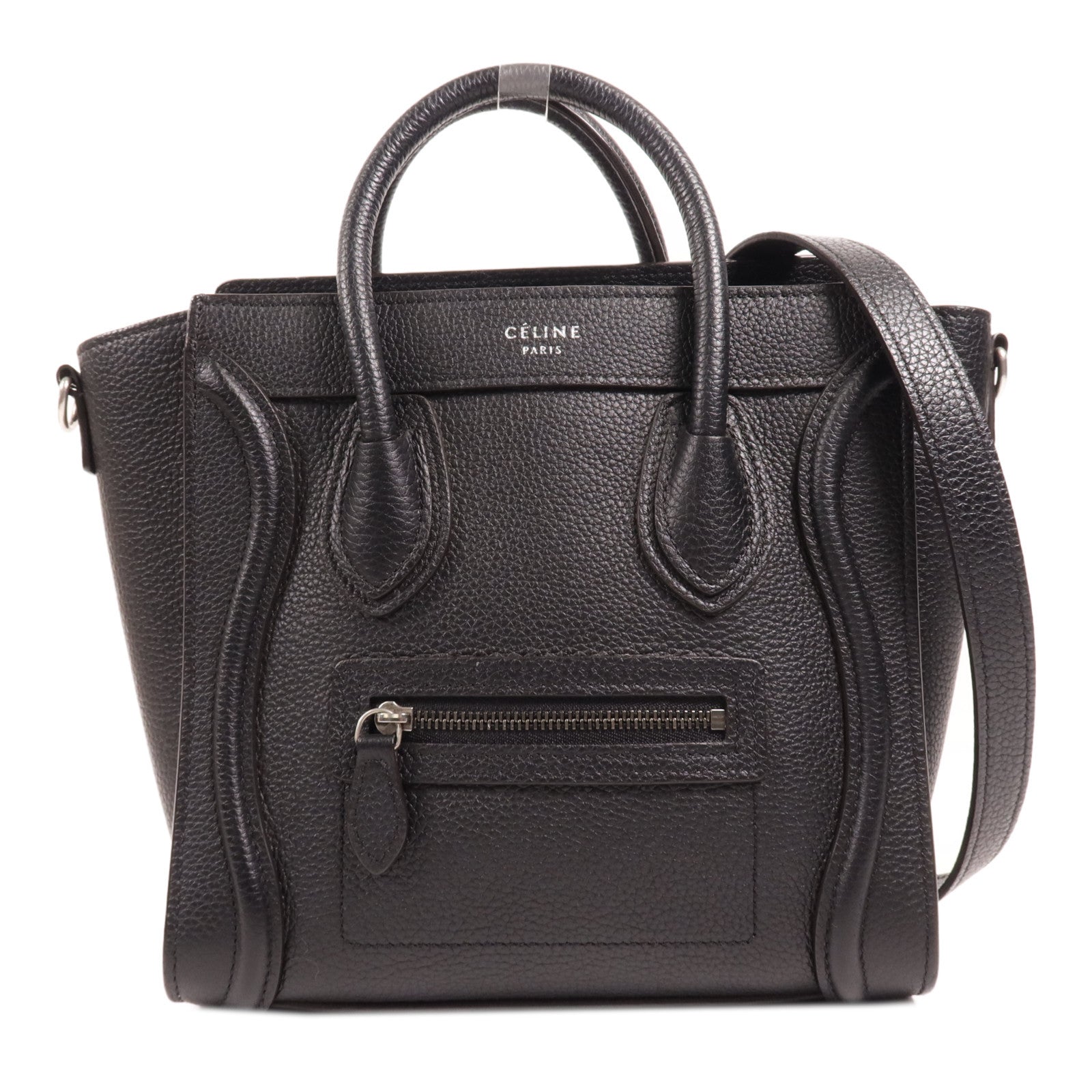 CELINE 牛皮皮革Nano Luggage銀扣手挽肩背兩用袋