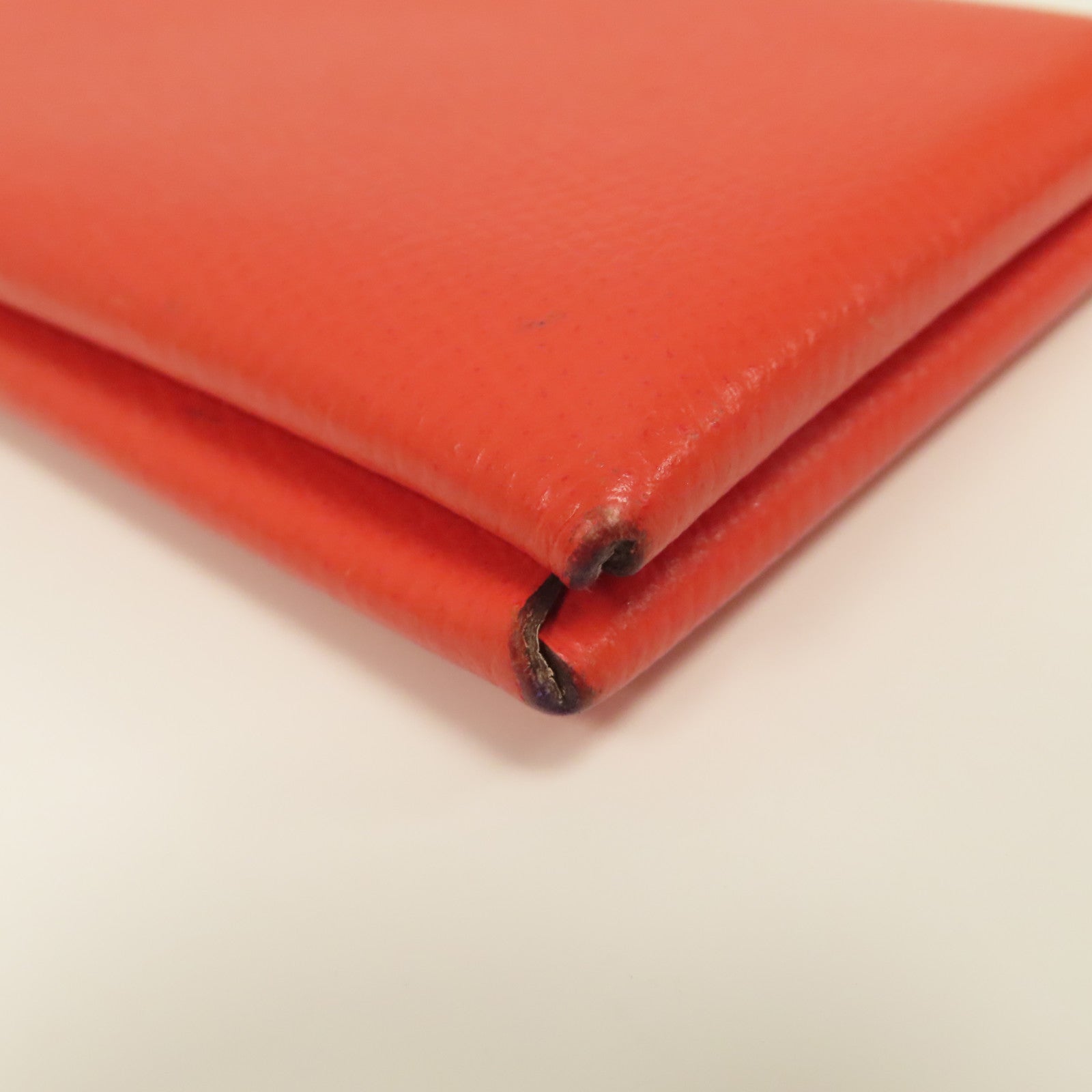 HERMES 【激減優惠】Epsom皮革Calvi Card Holder銀扣卡片套橙色