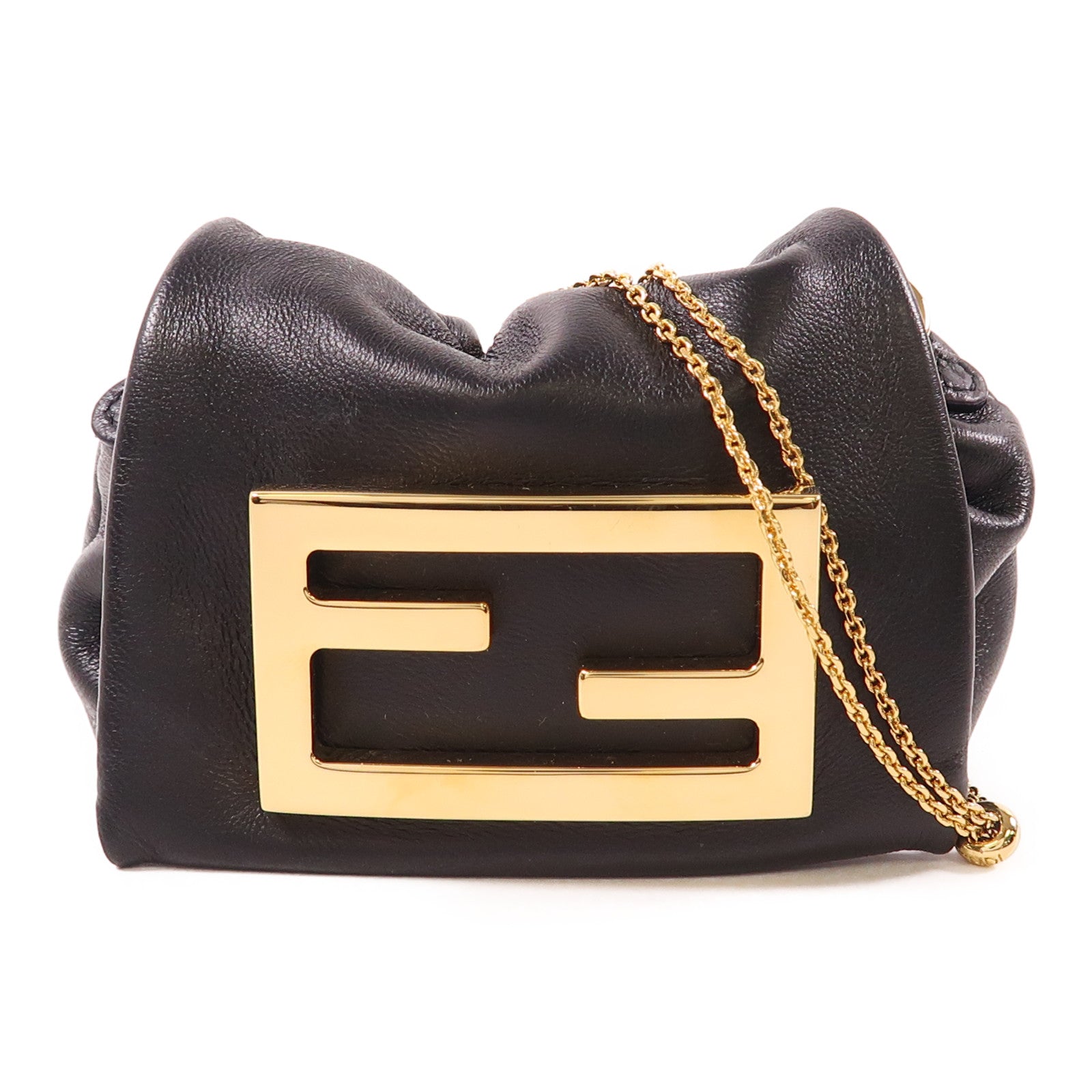 FENDI 羊皮皮革Mamma Baguette Mini Bag金扣肩背袋