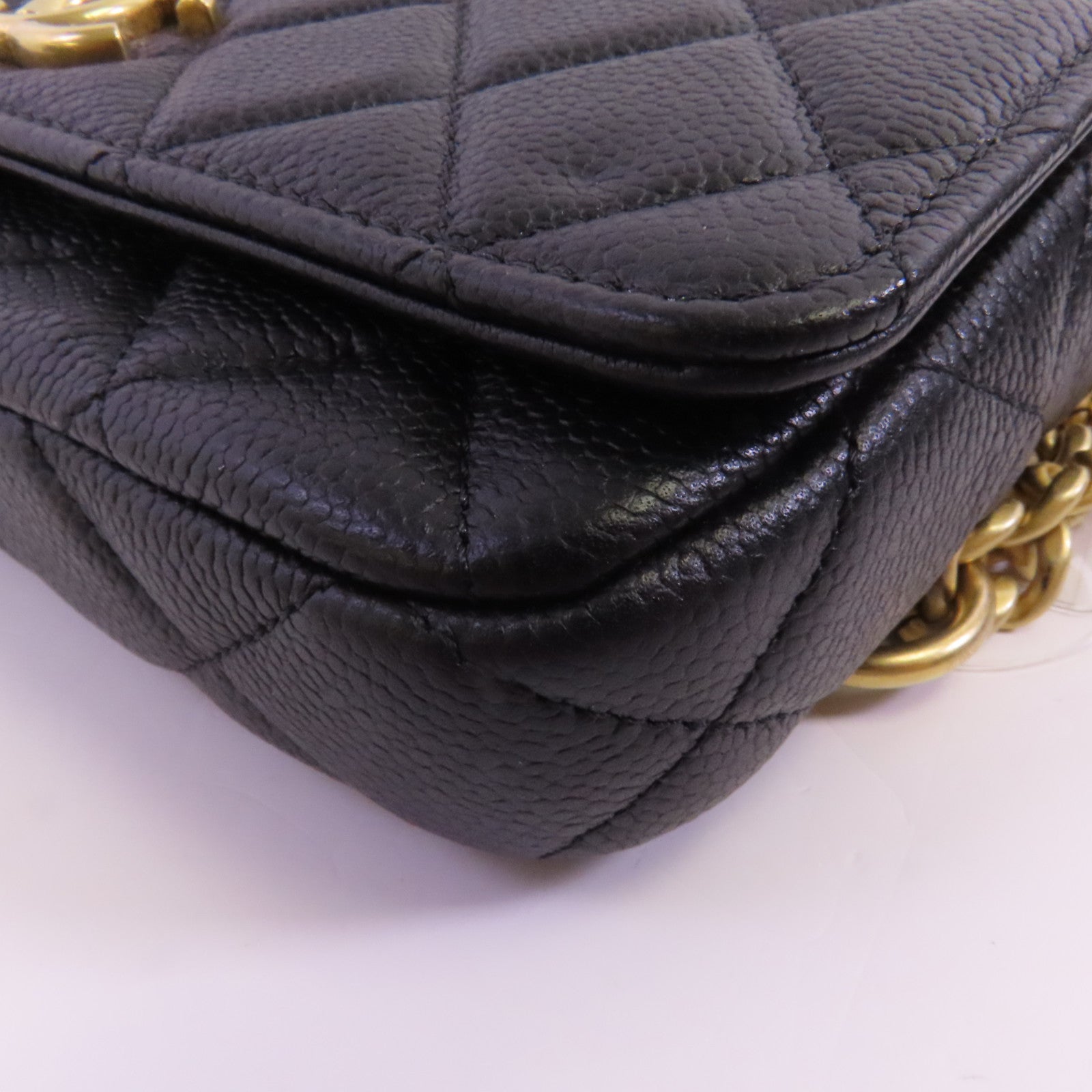 CHANEL 牛皮皮革Waist Bag金扣鏈帶腰包