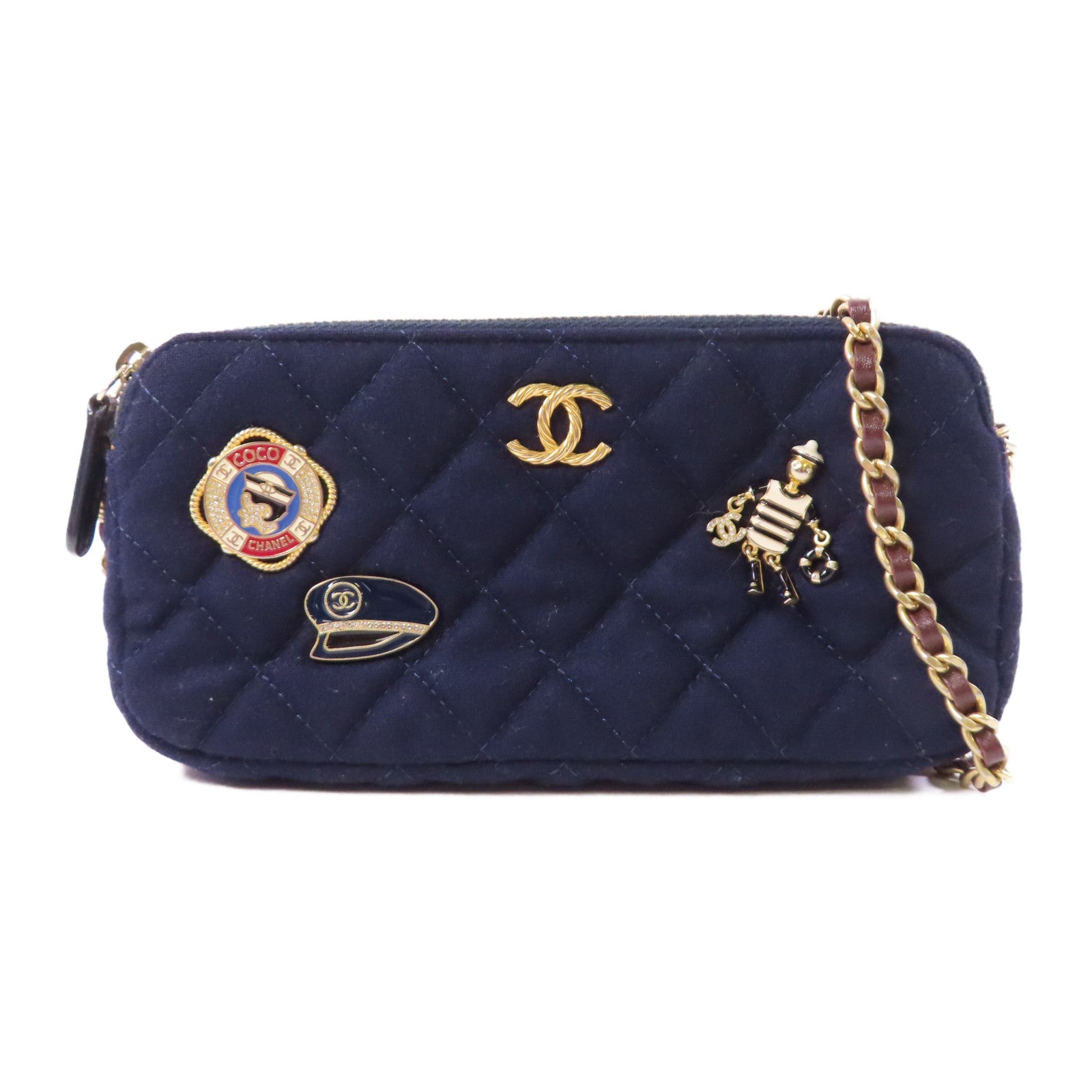 CHANEL 羊毛Paris-Hamburg Chain Bag金扣鏈帶肩背袋