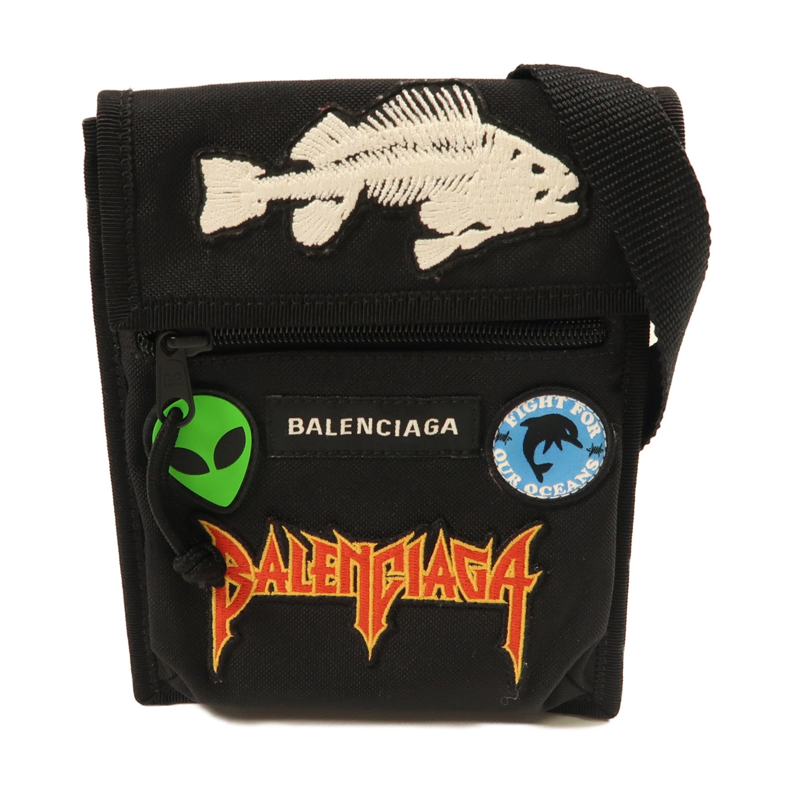 BALENCIAGA 帆布Shoulder Bag肩背袋黑色/彩色