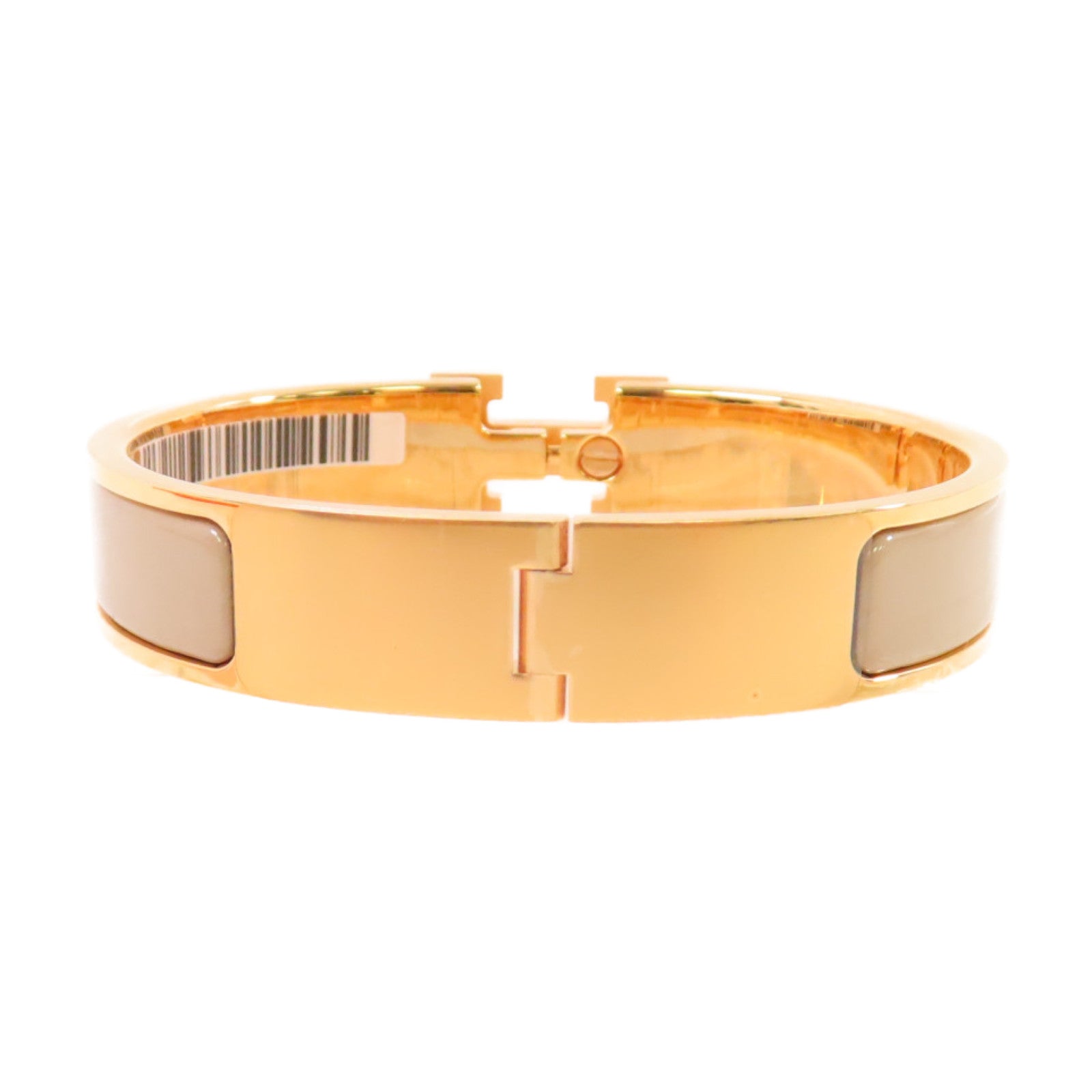 HERMES 金屬/琺瑯Clic-Clac H Bracelet金扣手鐲杏色