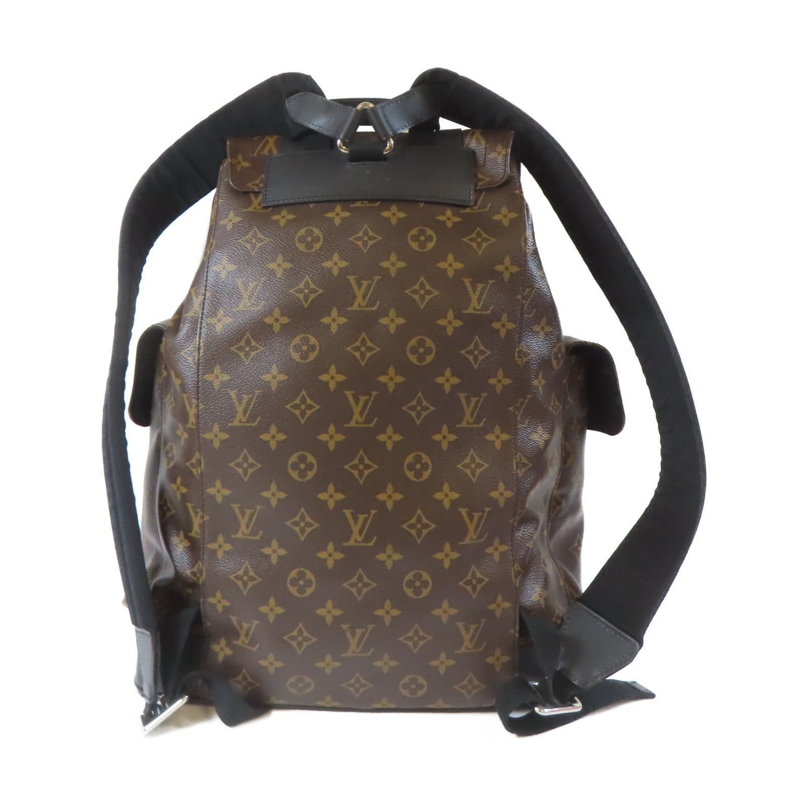 LOUIS VUITTON Monogram Macassar Christopher MM銀扣背包啡色