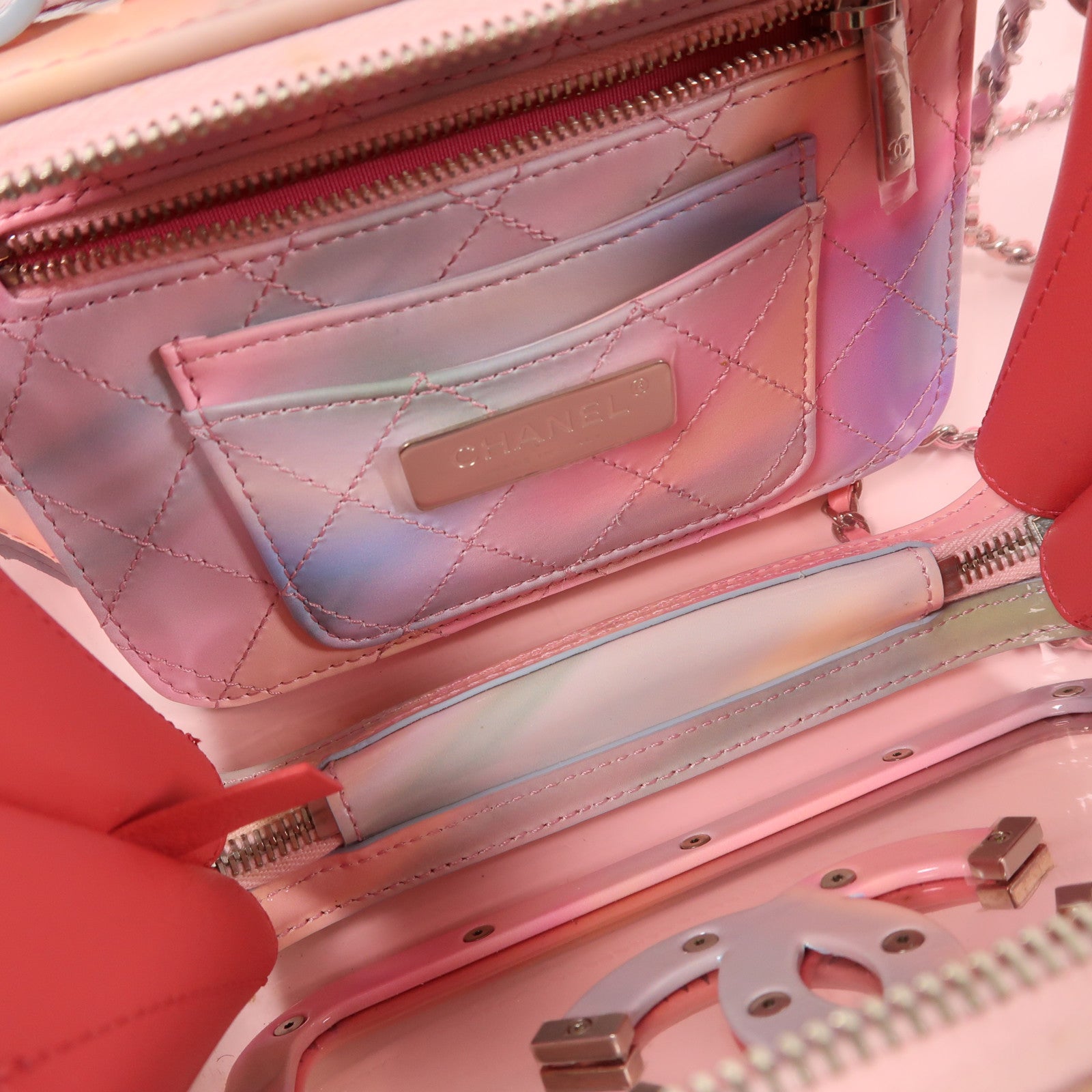 CHANEL PVC Vanity Case銀扣手挽肩背兩用袋