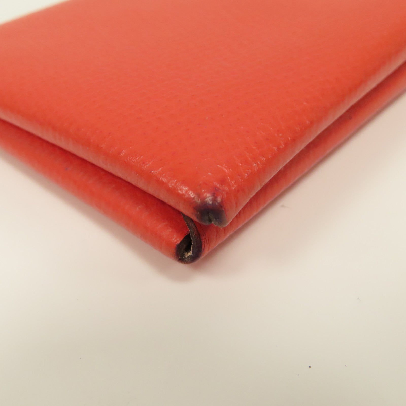 HERMES 【激減優惠】Epsom皮革Calvi Card Holder銀扣卡片套橙色