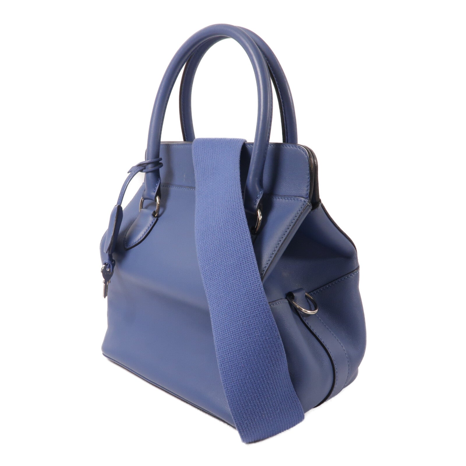 HERMES Swift皮革Toolbox 20手挽肩背兩用袋Bleu Agate