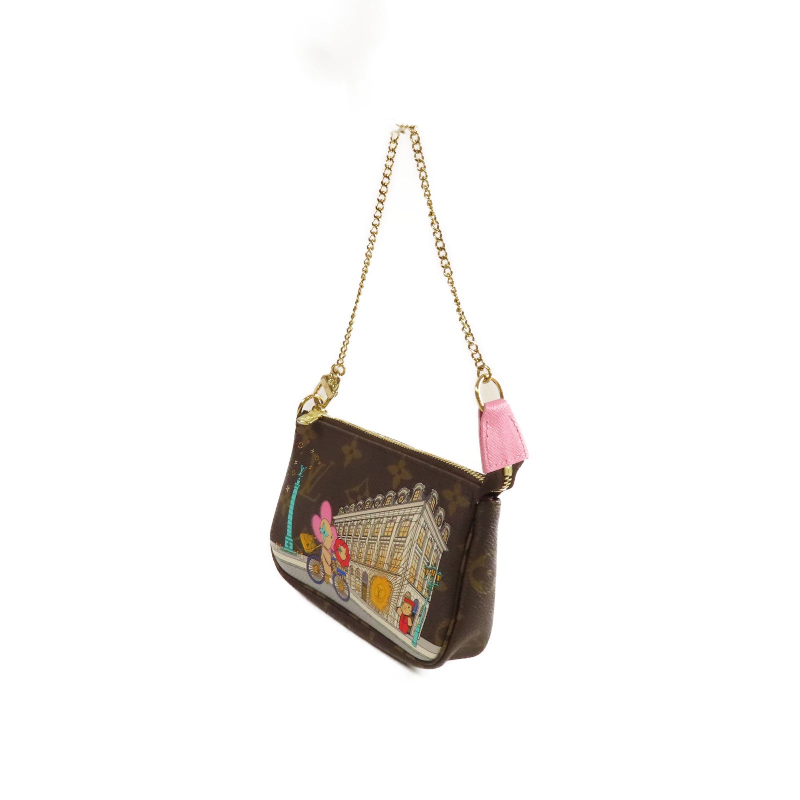 LOUIS VUITTON 【激減優惠】Monogram Mini Pochette Accessoires Pouch金扣鏈帶手挽袋啡色