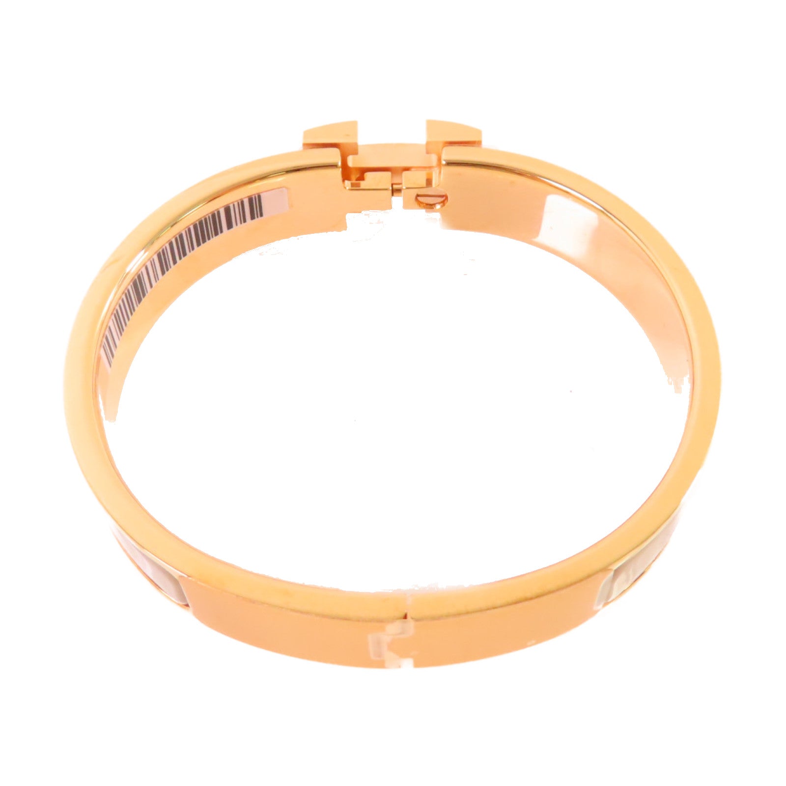 HERMES 金屬/琺瑯Clic-Clac H Bracelet金扣手鐲杏色