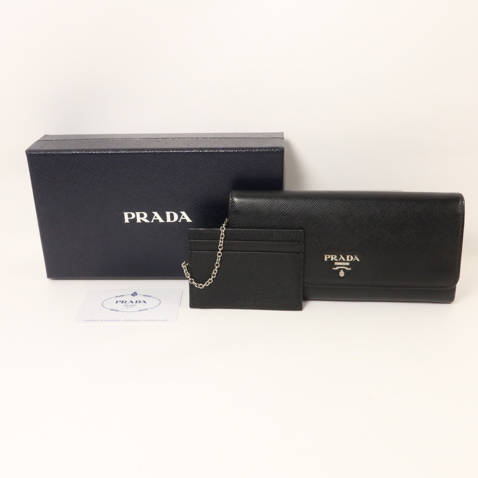 PRADA Saffiano皮革Long Wallet with Card Case長錢包連卡片套