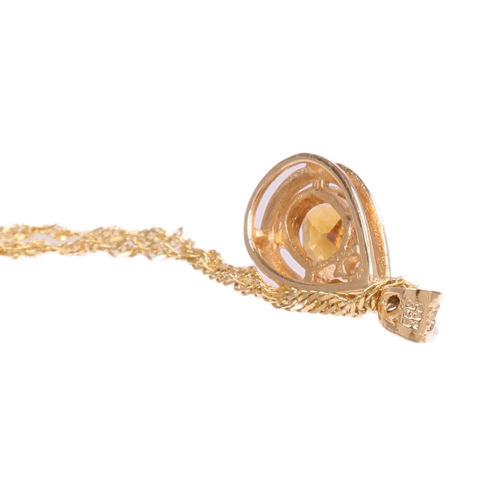 JEWELRY 14K黃金Citrine Diamond Necklace黄水晶/鑽石項鍊