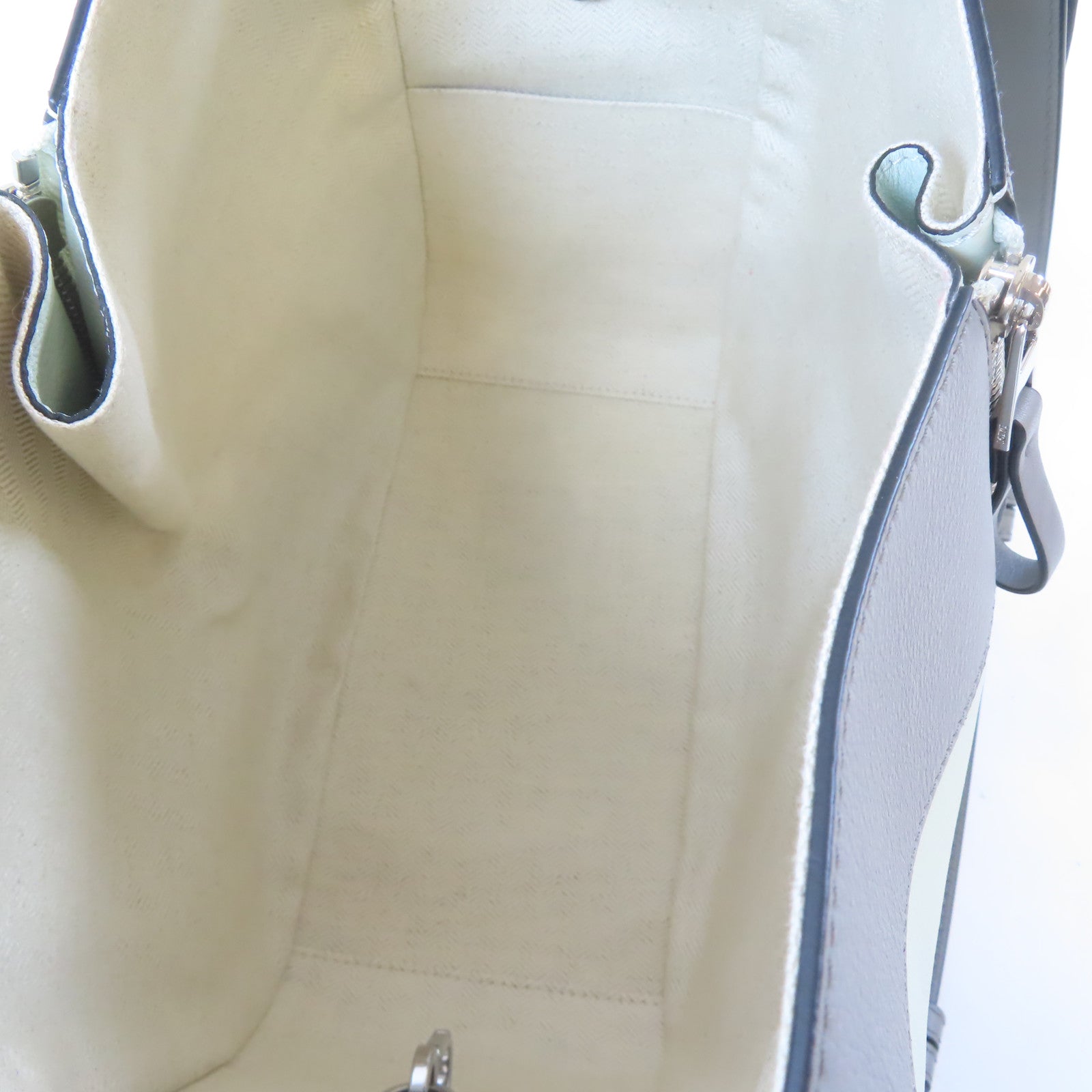 LOEWE 牛皮皮革Hammock Bag銀扣手挽肩背兩用袋灰色/淺綠色