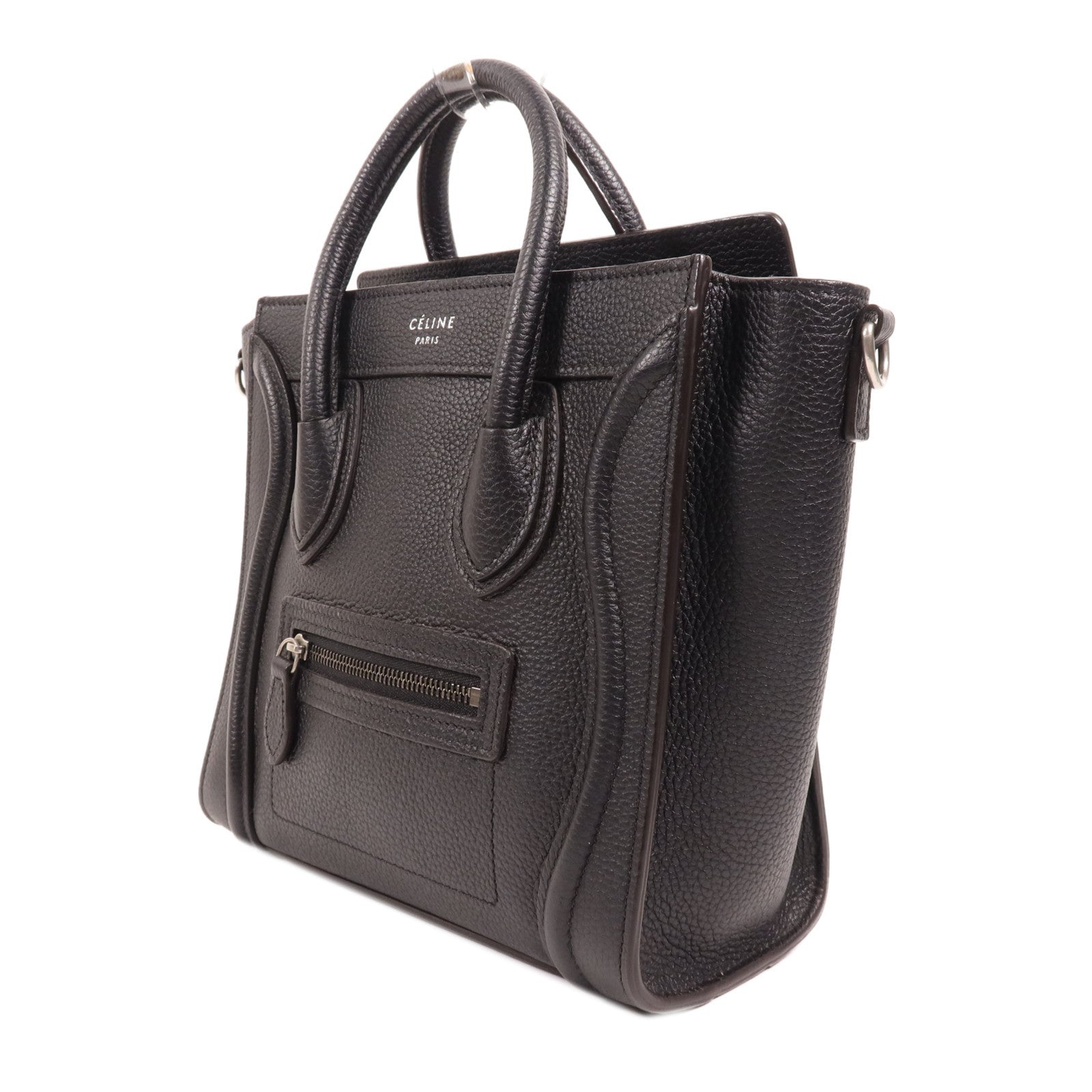 CELINE 牛皮皮革Nano Luggage銀扣手挽肩背兩用袋