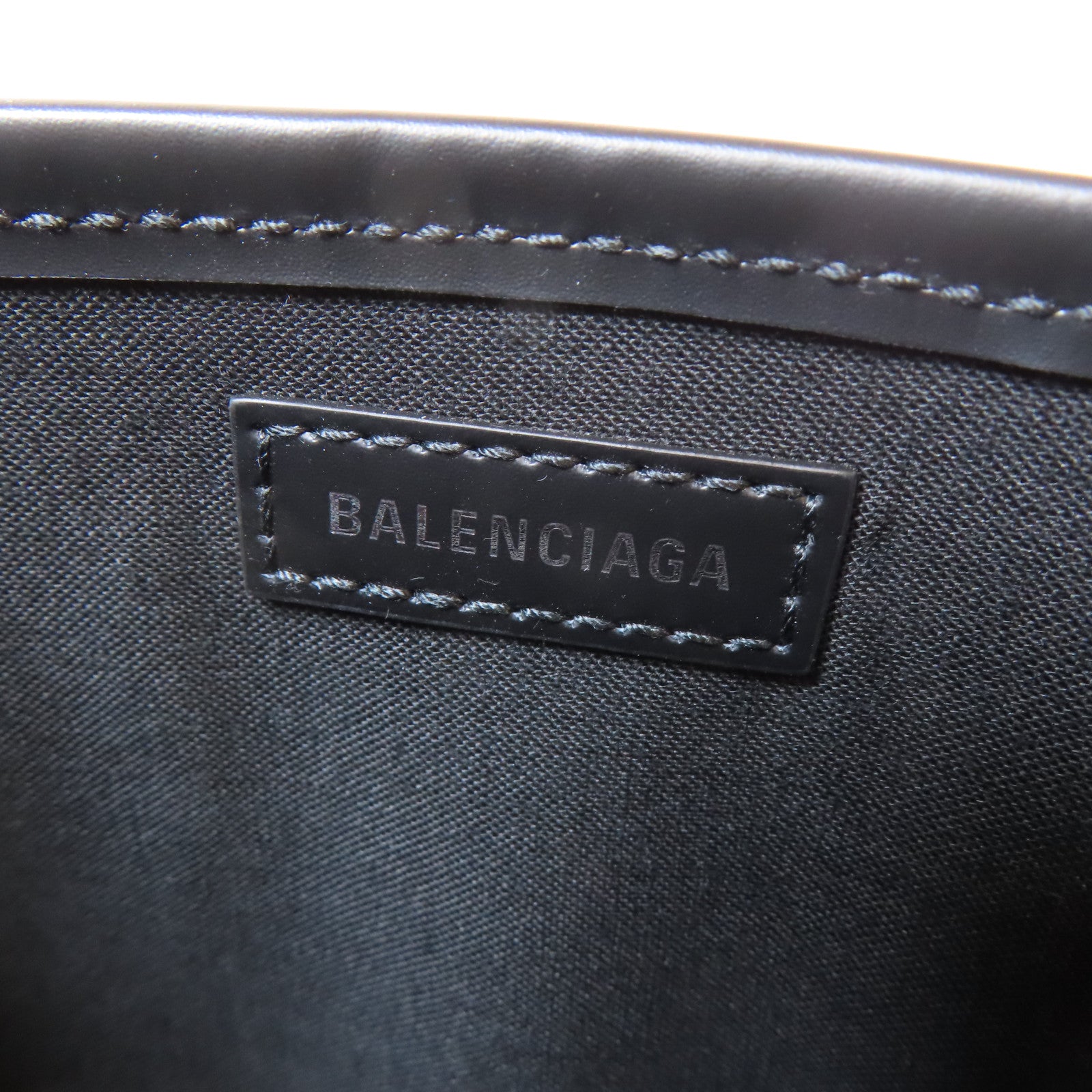 BALENCIAGA 帆布Navy XS Cabas 2 Way Shoulder Bag銀扣手挽肩背兩用袋米色/黑色