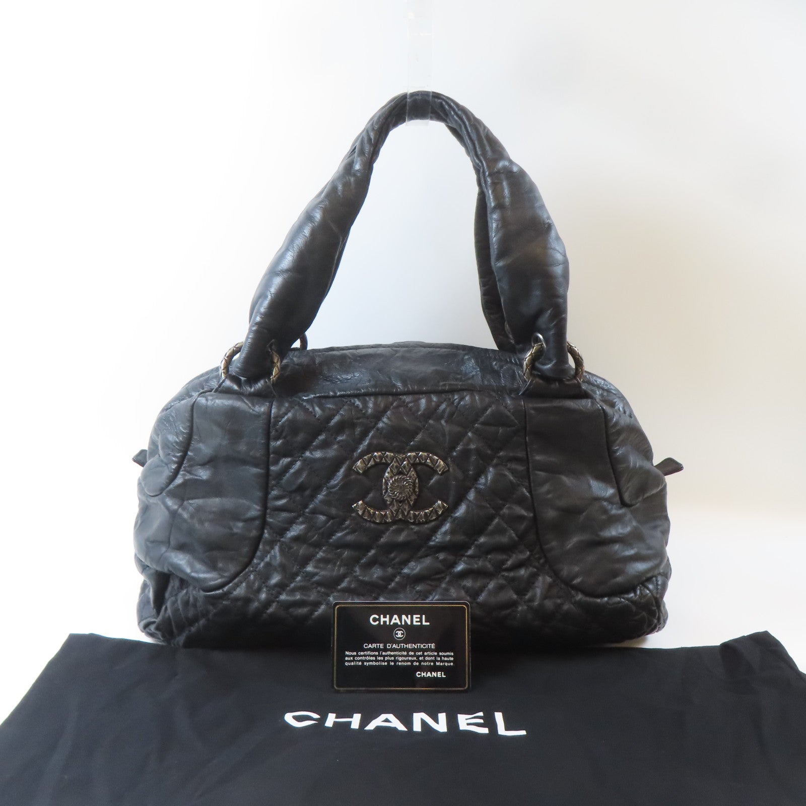 CHANEL 【激減優惠】菱格牛皮皮革Shoulder Bag銀扣肩背袋黑色