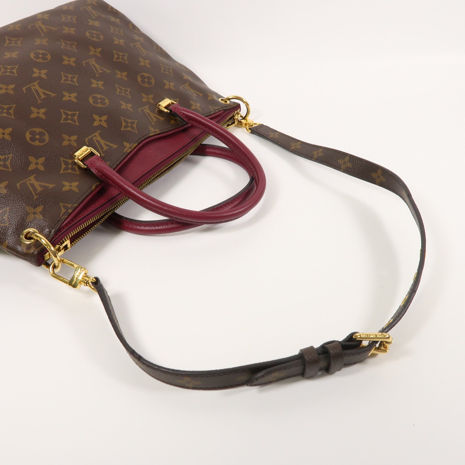 LOUIS VUITTON Monogram Pallas金扣手挽肩背兩用袋棕色/紫色