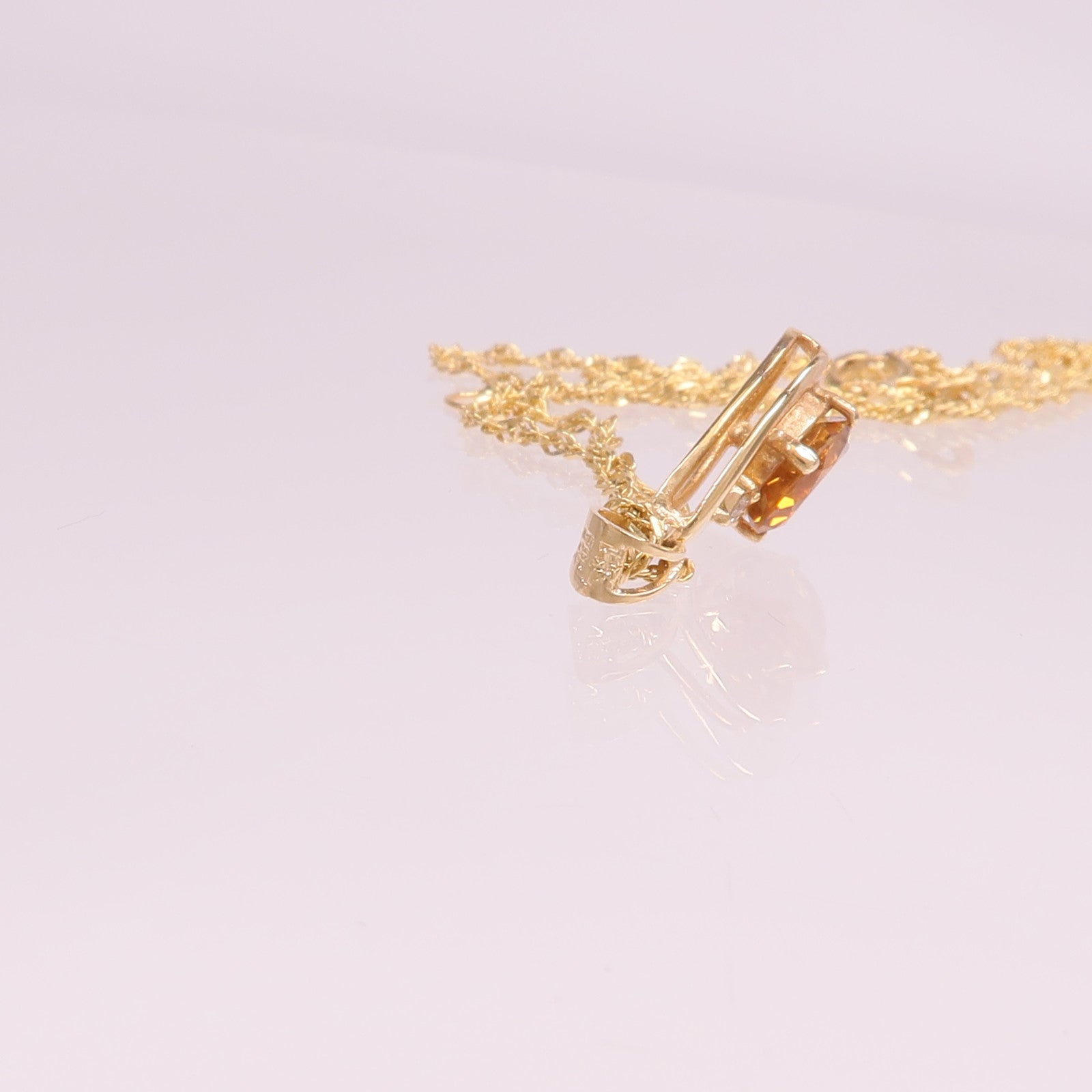 JEWELRY 14K黃金Citrine Diamond Necklace黄水晶/鑽石項鍊