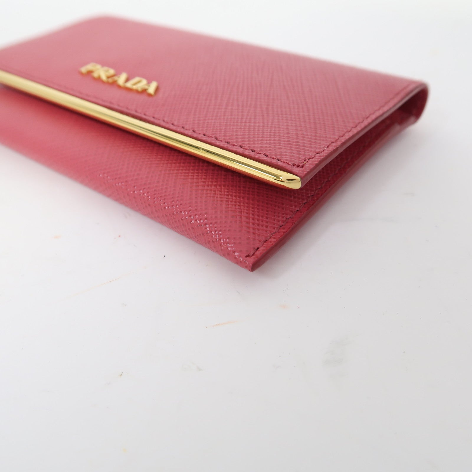 PRADA 牛皮皮革Card Case金扣卡片套粉紅色