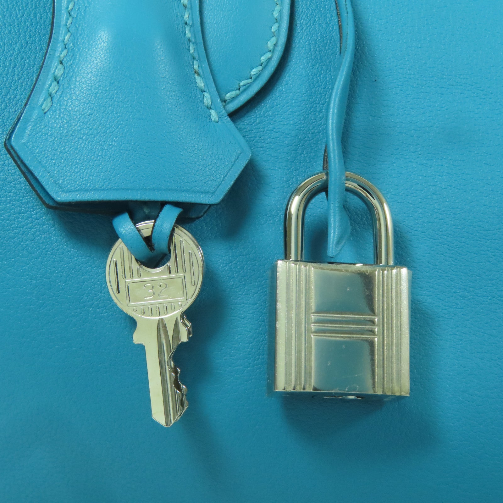 HERMES Swift皮革Toolbox 26銀扣手挽肩背兩用袋Turquoise