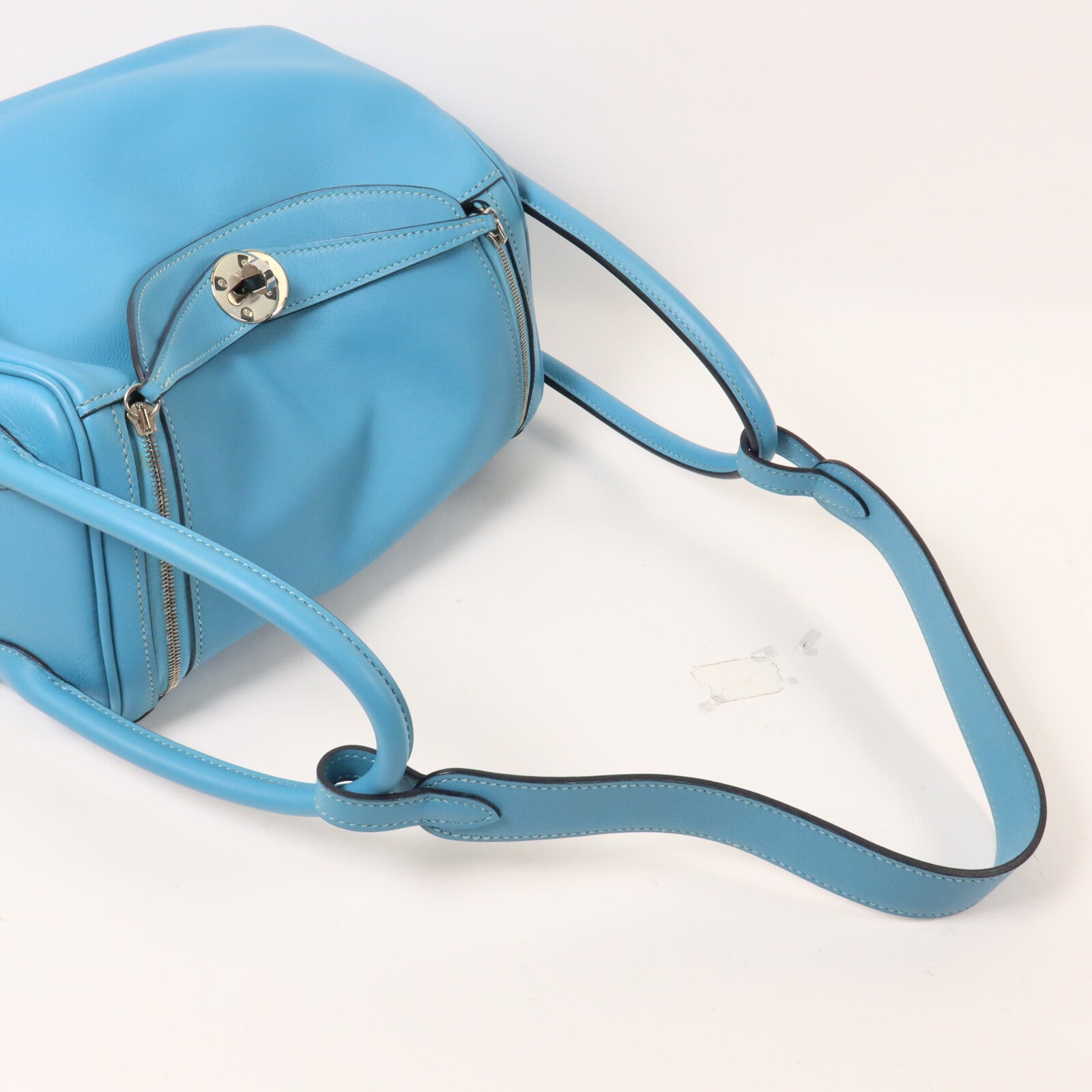 HERMES Swift皮革Lindy 26手挽肩背兩用袋Bleu Du Nord/Vert Verone