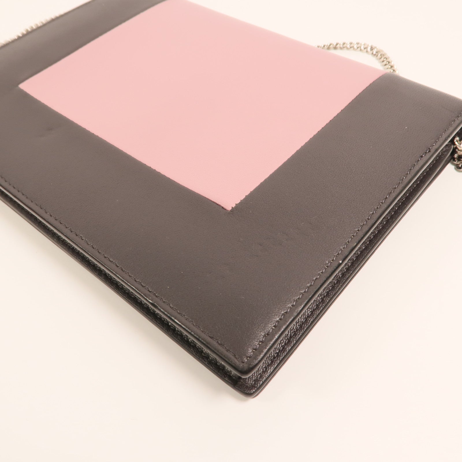 CELINE 牛皮皮革Frame Woc銀扣鏈帶肩背袋