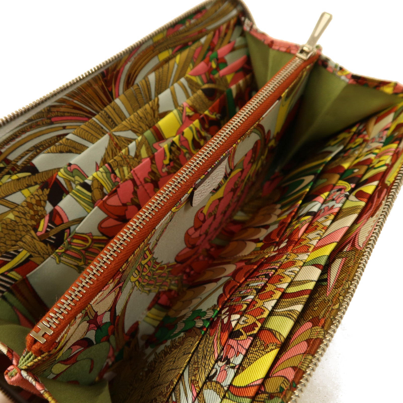 HERMES Epsom皮革Silk In Long Wallet銀扣長錢包藍色