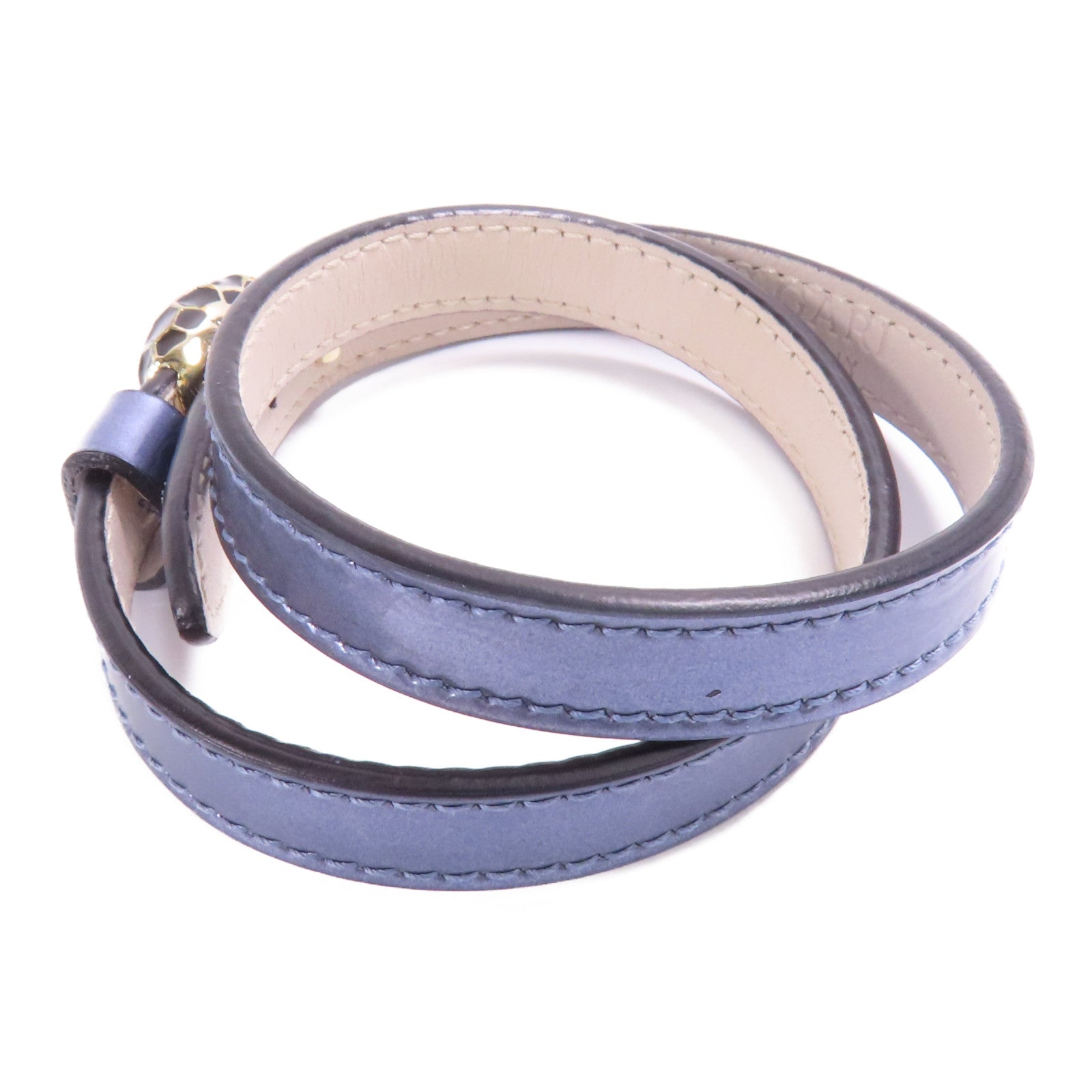 BVLGARI GHW Bracelet Patent Leather Blue