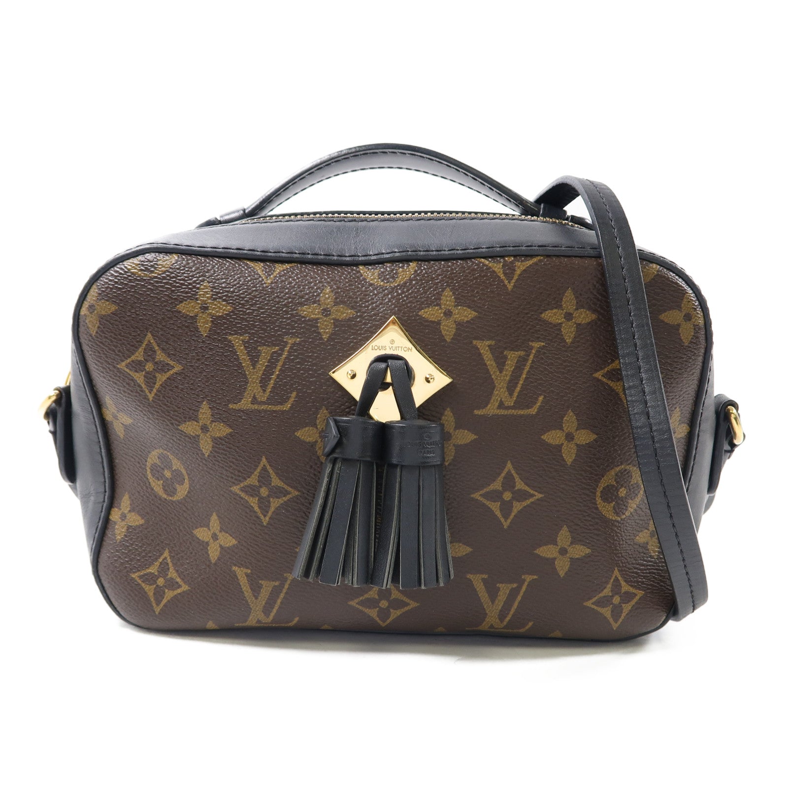 LOUIS VUITTON Monogram Saintogen金扣手挽肩背兩用袋棕色/黑色