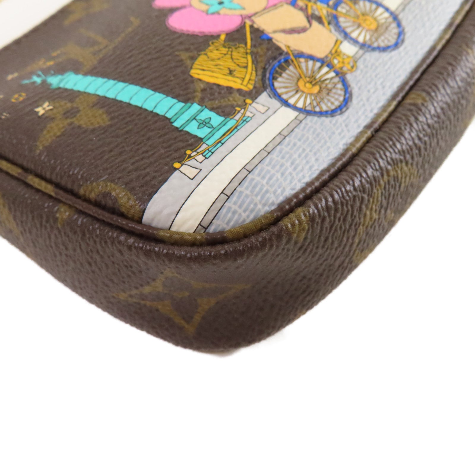 LOUIS VUITTON 【激減優惠】Monogram Mini Pochette Accessoires Pouch金扣鏈帶手挽袋啡色