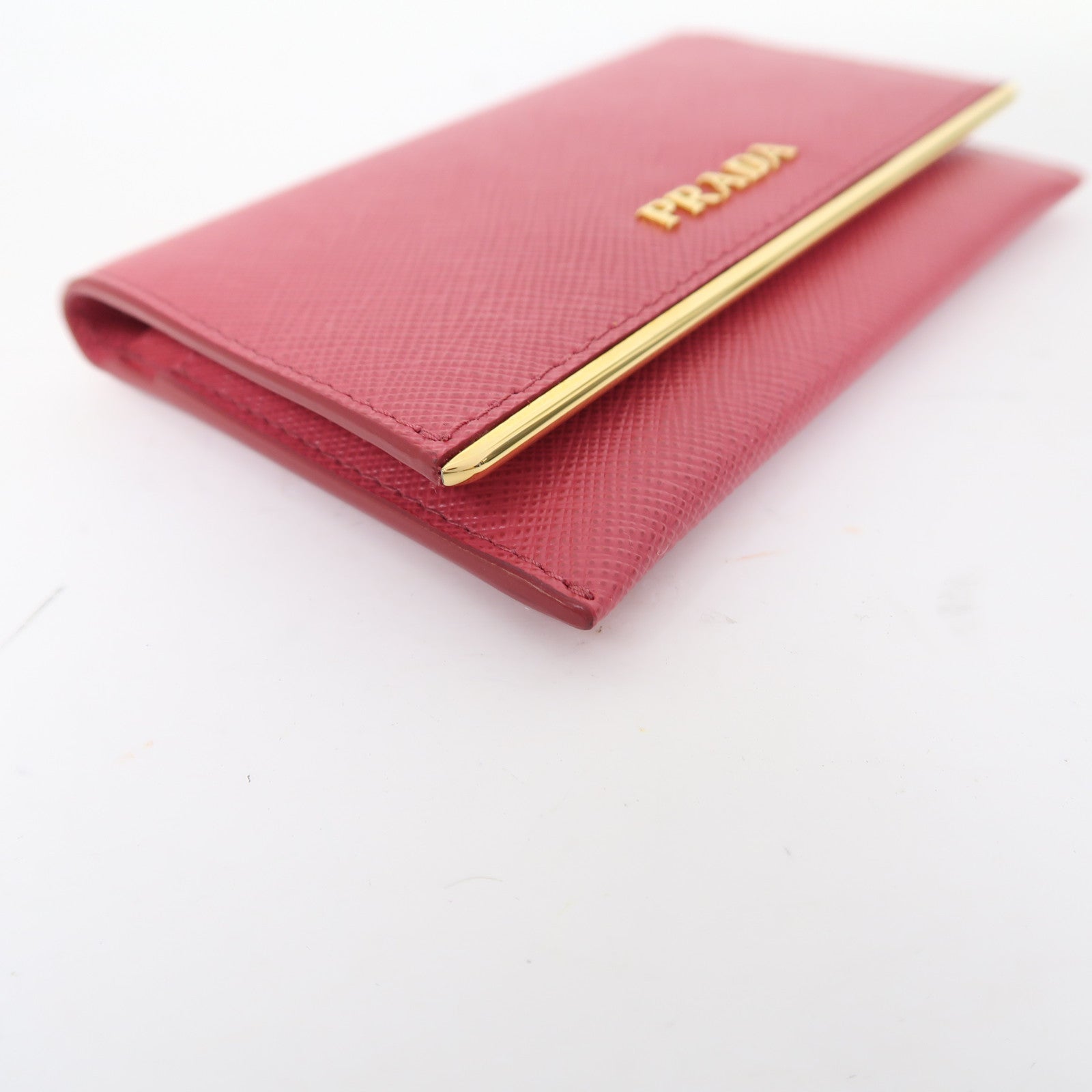 PRADA 牛皮皮革Card Case金扣卡片套粉紅色