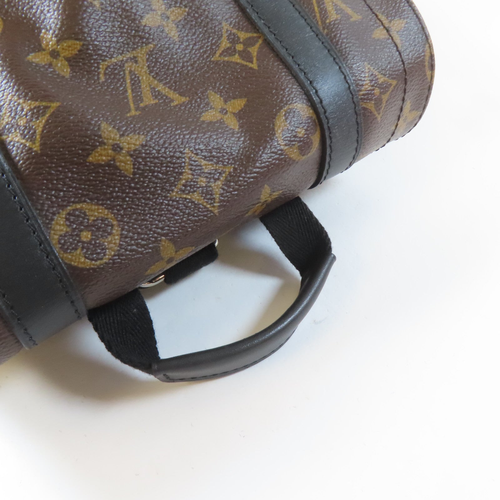 LOUIS VUITTON Monogram Macassar Christopher MM銀扣背包啡色