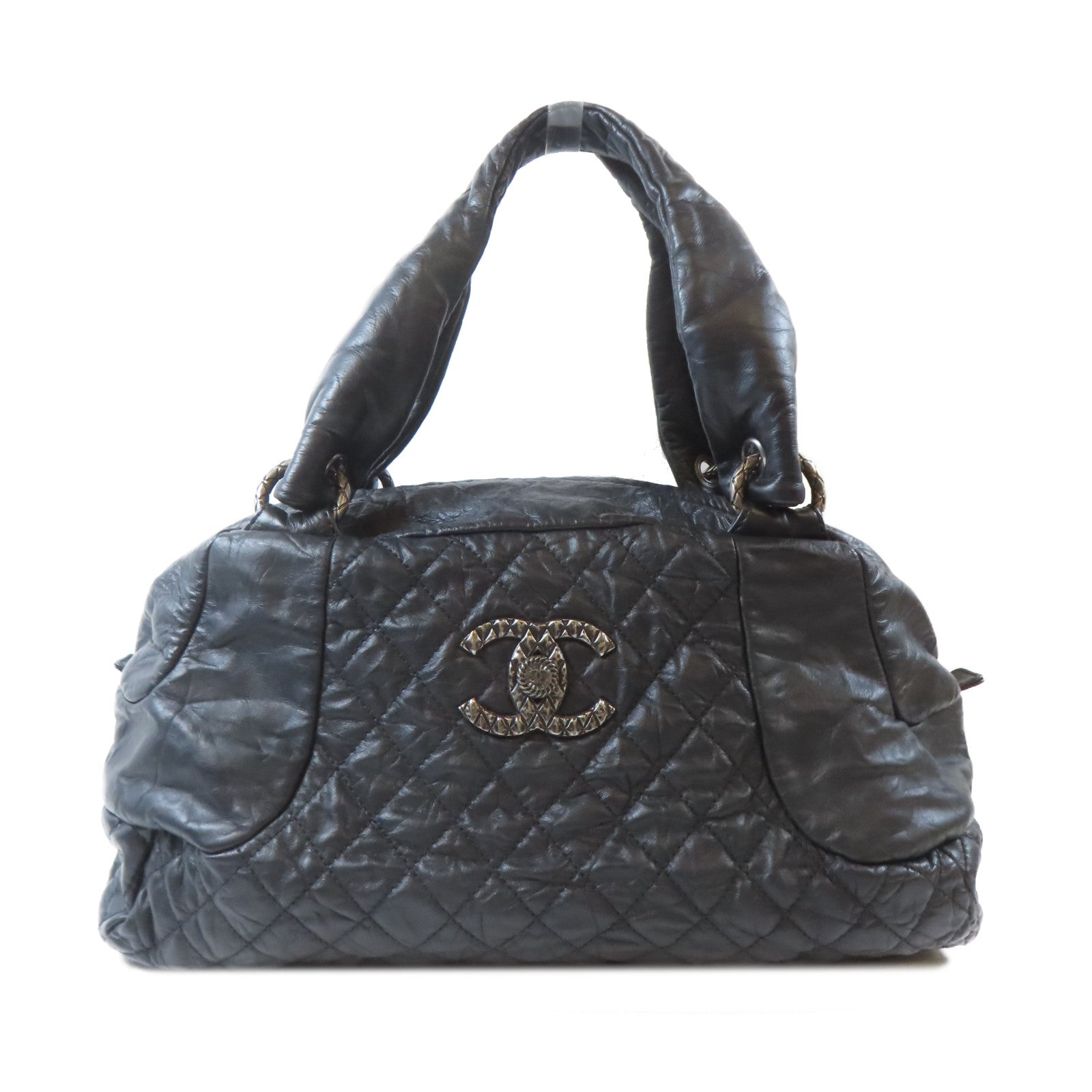 CHANEL 【激減優惠】菱格牛皮皮革Shoulder Bag銀扣肩背袋黑色