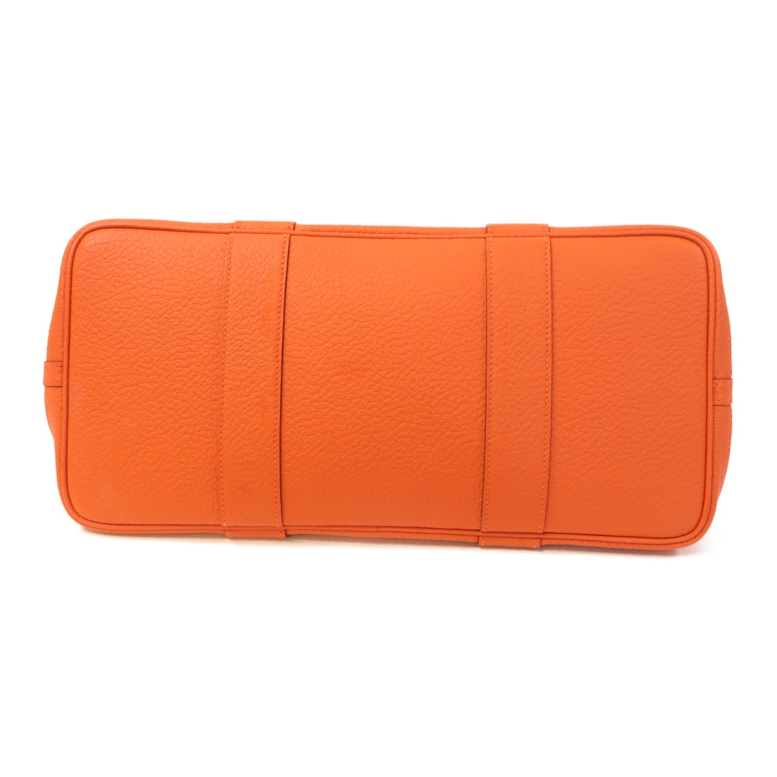 HERMES Clemence皮革GardenParty PM銀扣手挽袋螢光橘色