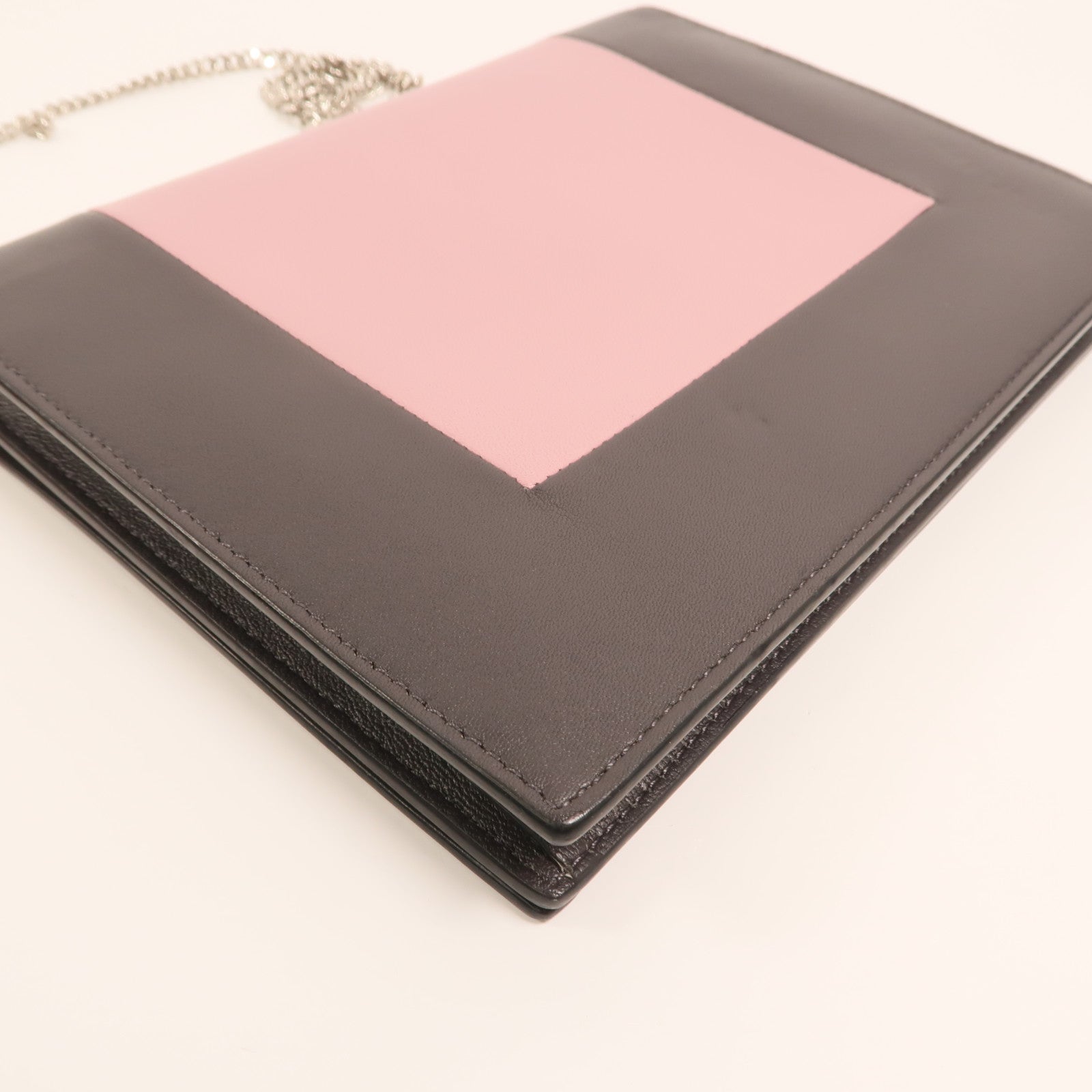 CELINE 牛皮皮革Frame Woc銀扣鏈帶肩背袋